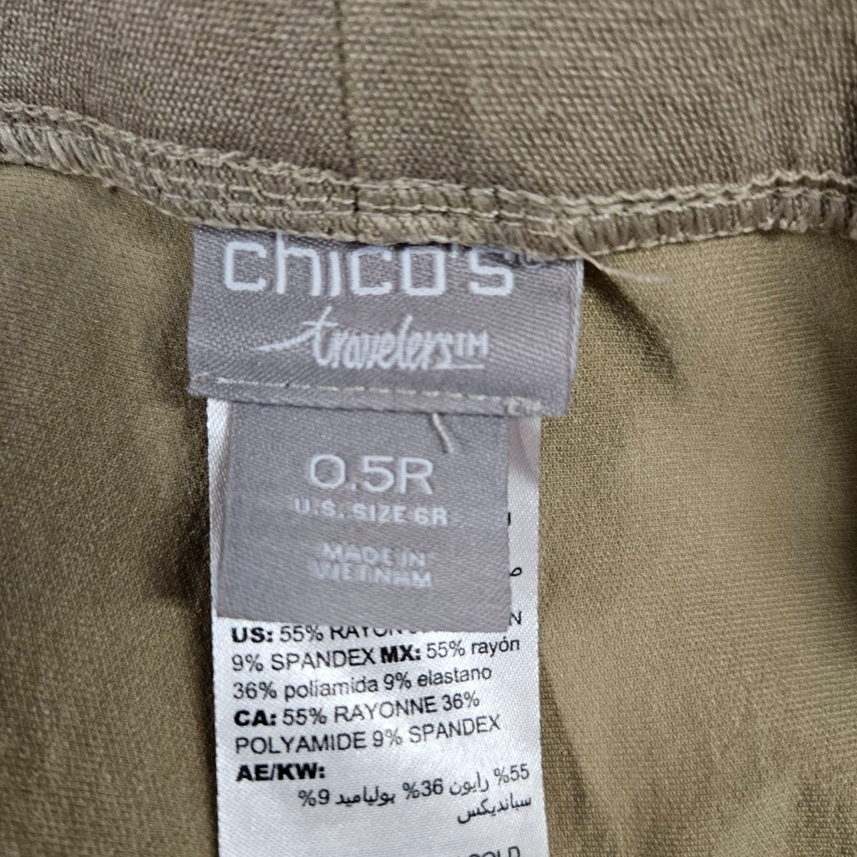 Vintage Chico's Travelers Womens Cropped Pants Sz 6 Tan Pull On Mid Rise Pants Crop Womens 6 Travel Brown Nylon Rayon Spandex Flat Front Dry Clean Only Size 28" / US 6 / IT 42 - 7 Thumbnail