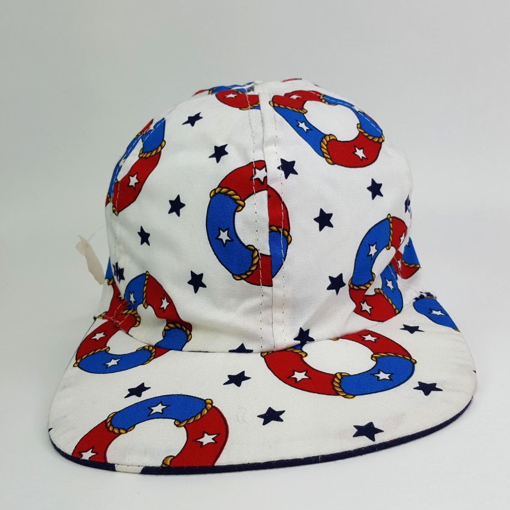 Nautica VINTAGE Nautical Stars Reversible USA Made Art Stretch Hat Boat Baseball Cap shirt? Size ONE SIZE - 3 Thumbnail