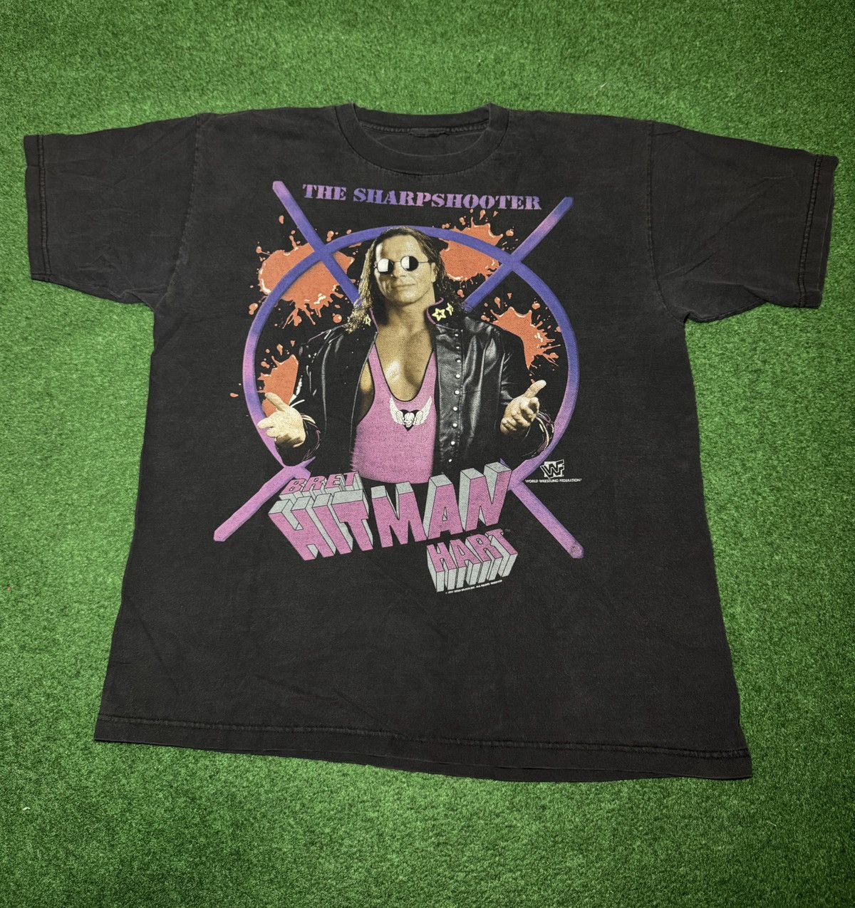 WWF Vintage 90s Brett Hart Hitman WWF RARE Wrestling XL T Shirt Size US XL / EU 56 / 4 - 1 Thumbnail