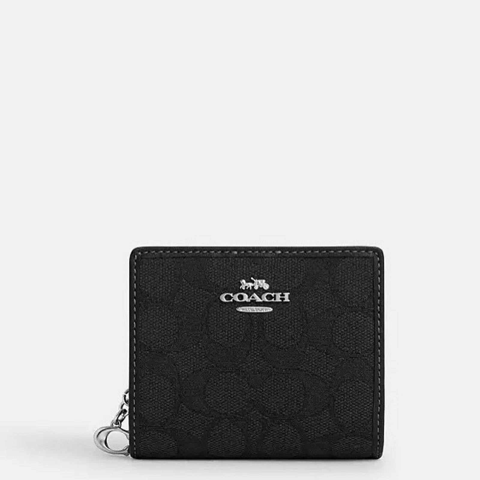 Coach NWT Coach CU401 Jacquard Signature Snap Wallet Silver/Black Size ONE SIZE - 5 Thumbnail