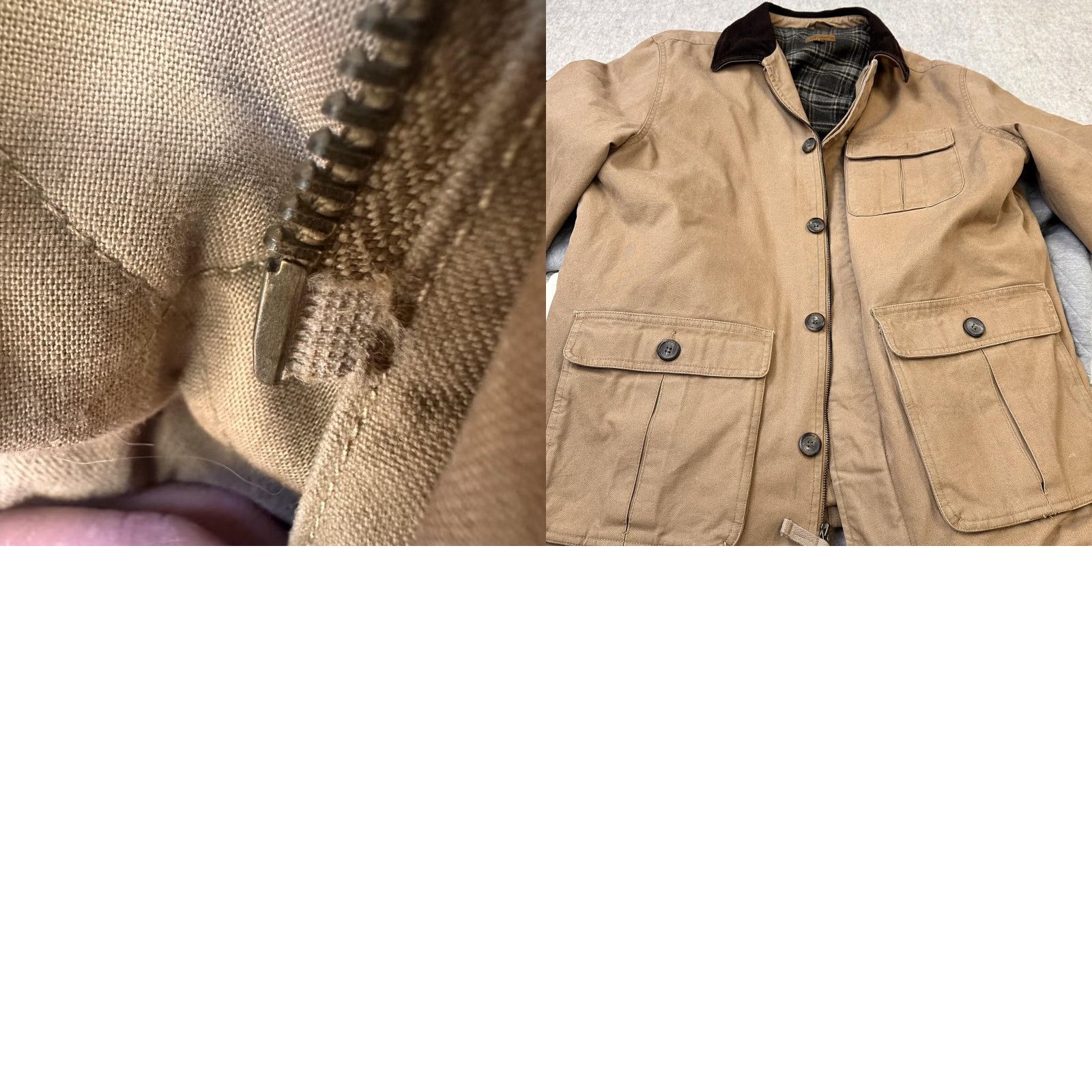 Vintage St. John's Bay Jacket Mens Large Canvas Barn Coat Leather Collar Plaid Lining Size US L / EU 52-54 / 3 - 11 Thumbnail