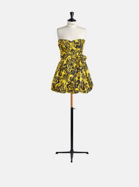 Image of Dior O1W1Db10124 Bustier Dress In Yellow, Women's (Size XS)