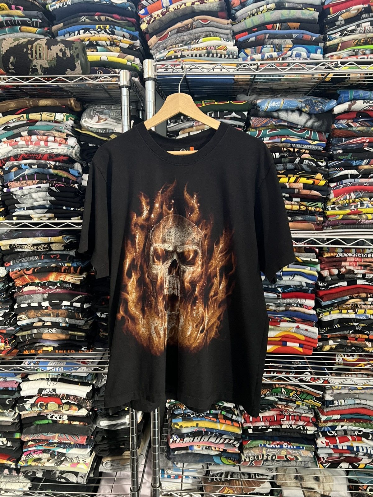 Vintage 90s Flaming Skull Single Stitch Rock Eagle Tee Size US L / EU 52-54 / 3 - 1 Thumbnail