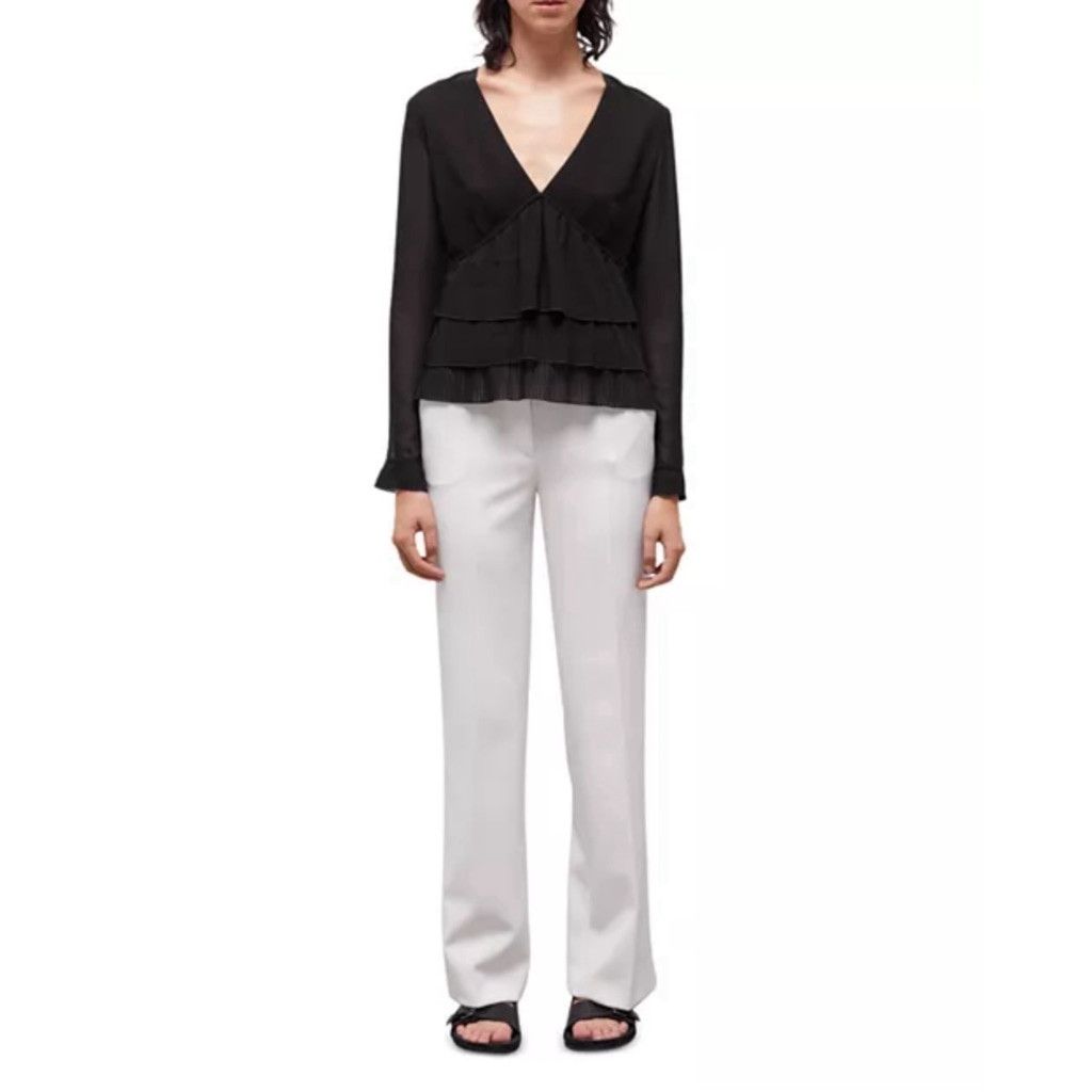 The Kooples NWT The Kooples Black Pleated V-Neck Top Size XS $215 Size XS / US 0-2 / IT 36-38 - 2 Thumbnail