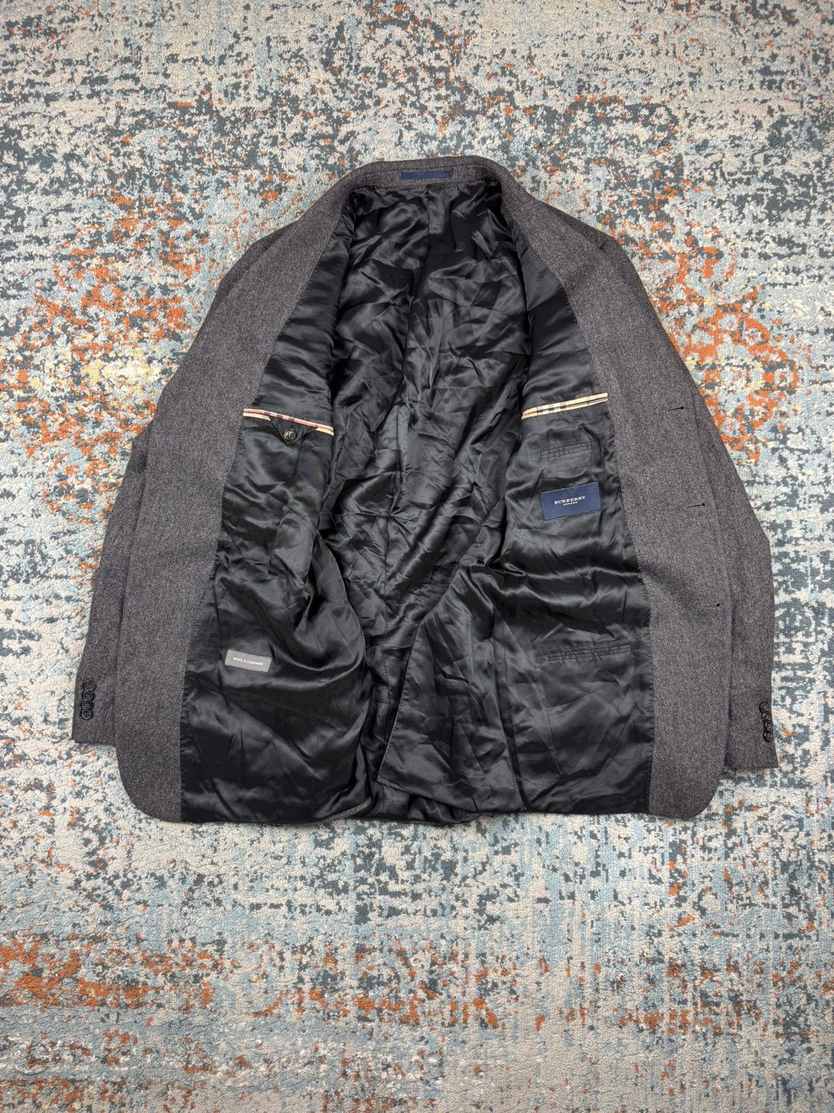 Burberry × Vintage Burberry charcoal wool cashmere blend long blazer old money Size 44R - 11 Thumbnail