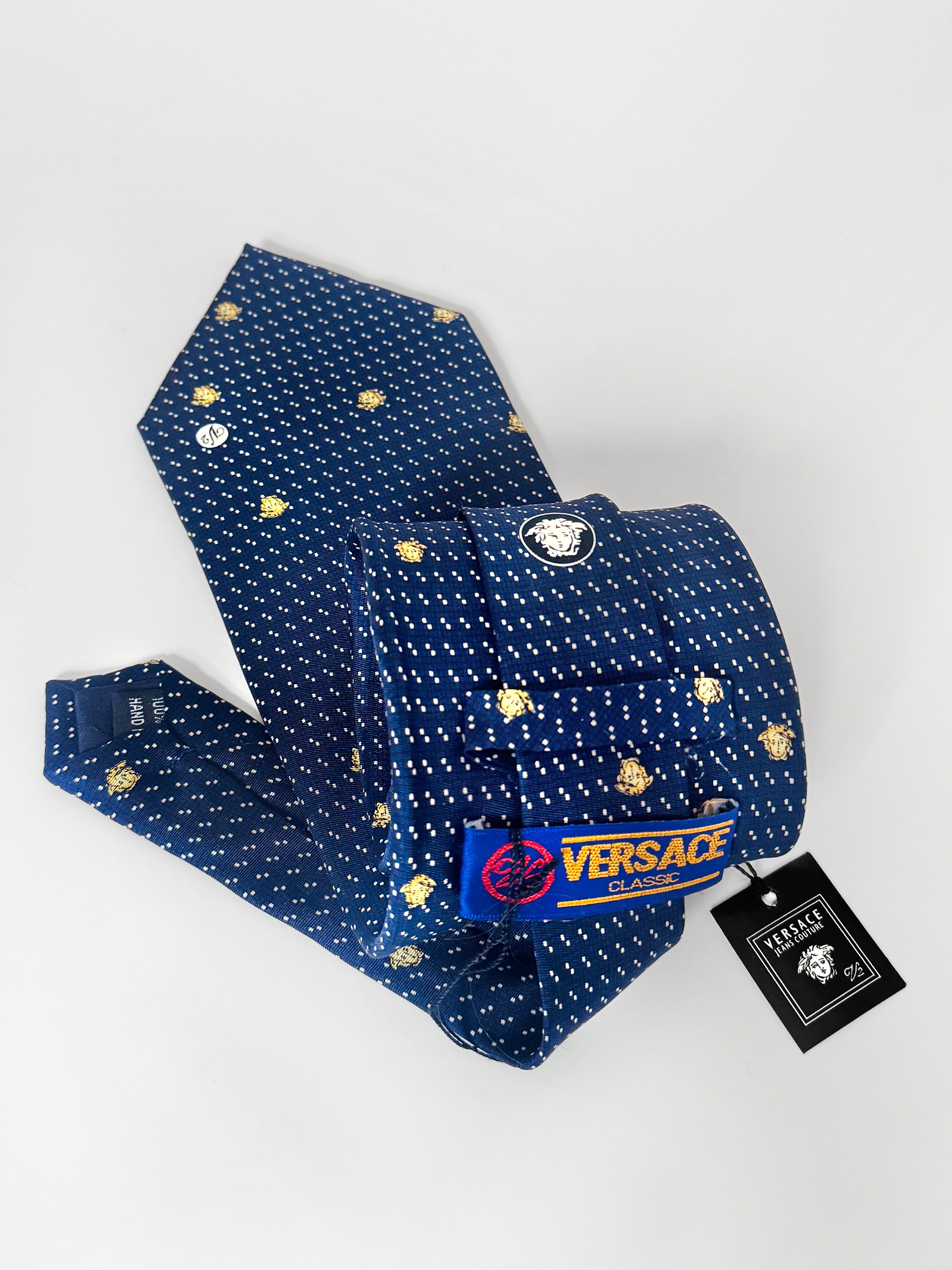 Versace Versace Classic Silk Tie – Navy with Medusa Motif Size ONE SIZE - 3 Thumbnail