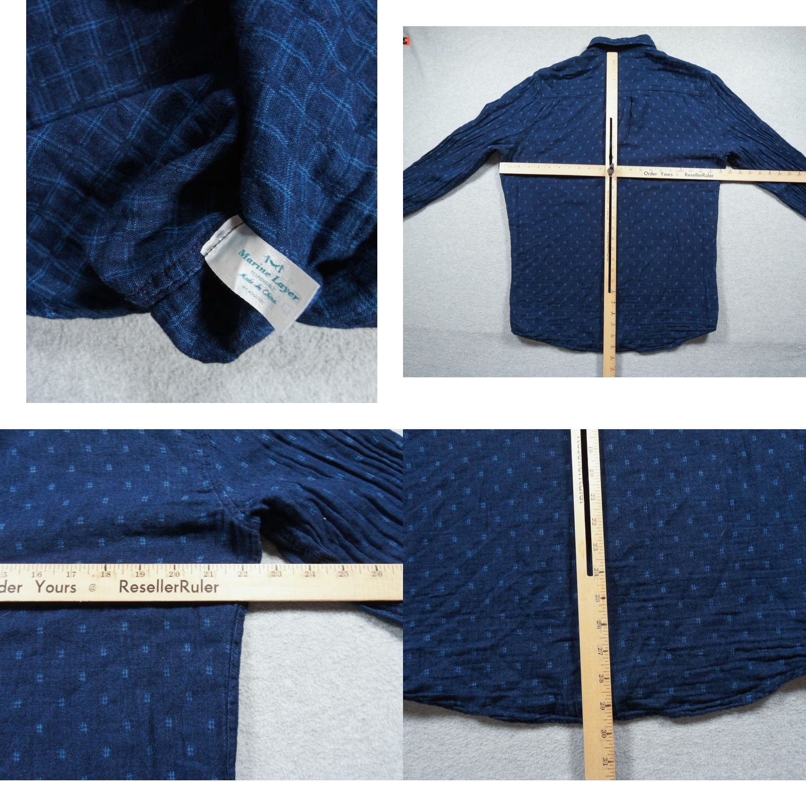 Marine Layer Marine Layer Shirt Mens Large Blue Button-Down Long Sleeve Slub Cotton Adult Size US L / EU 52-54 / 3 - 8 Thumbnail