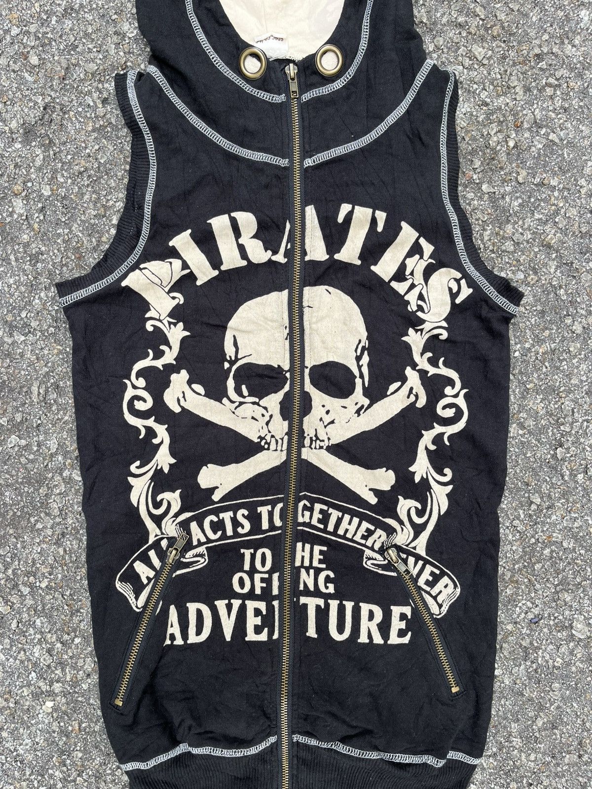 Affliction Crazy Vintage Y2K d.i.a Pirates Skull Zip Hoodie Jacket Punk Size US M / EU 48-50 / 2 - 2 Thumbnail