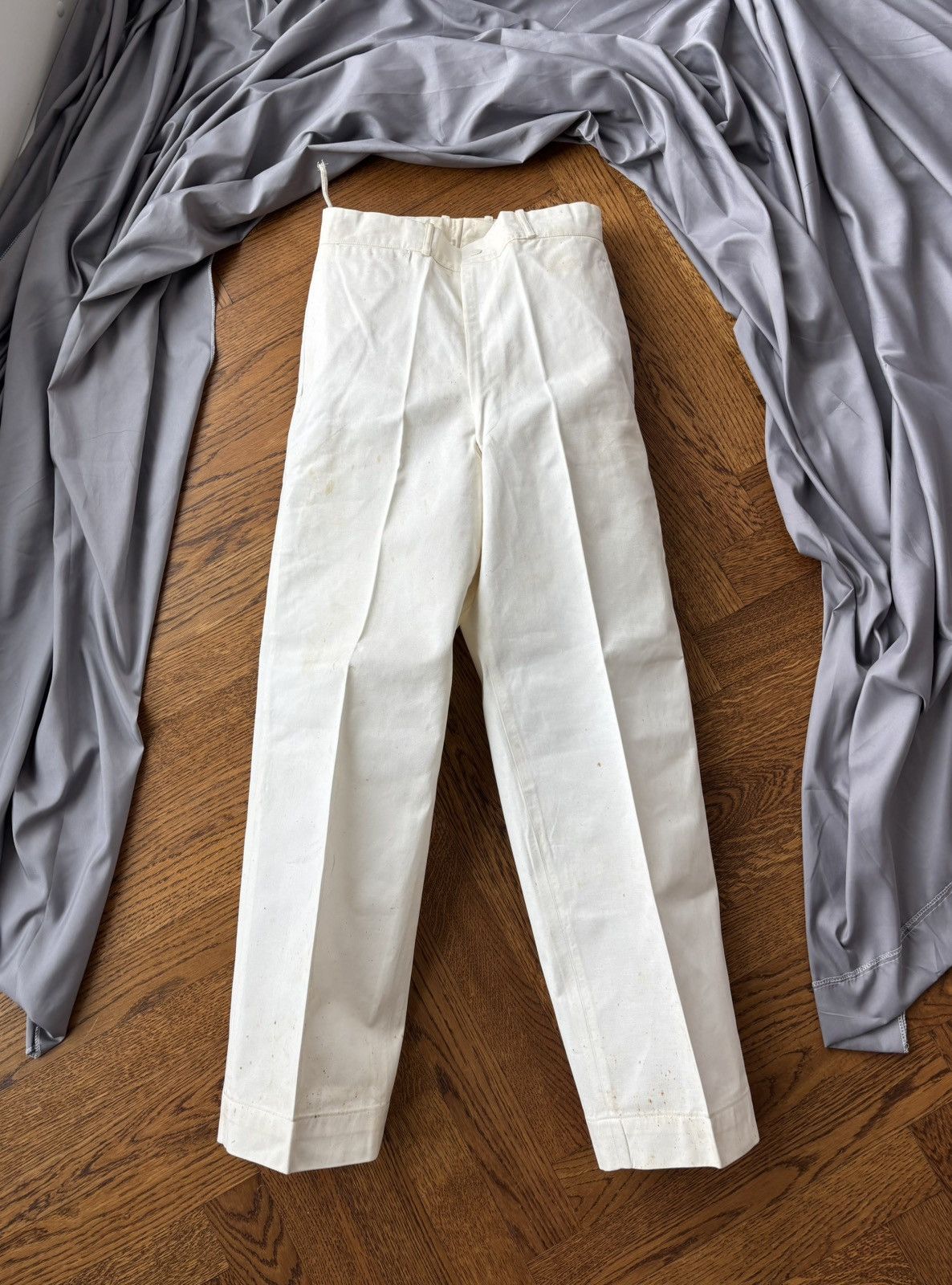 Vintage 1950s Trousers Vintage Dress Pants RCN Navy WW2 Structured Size 34R - 1 Thumbnail