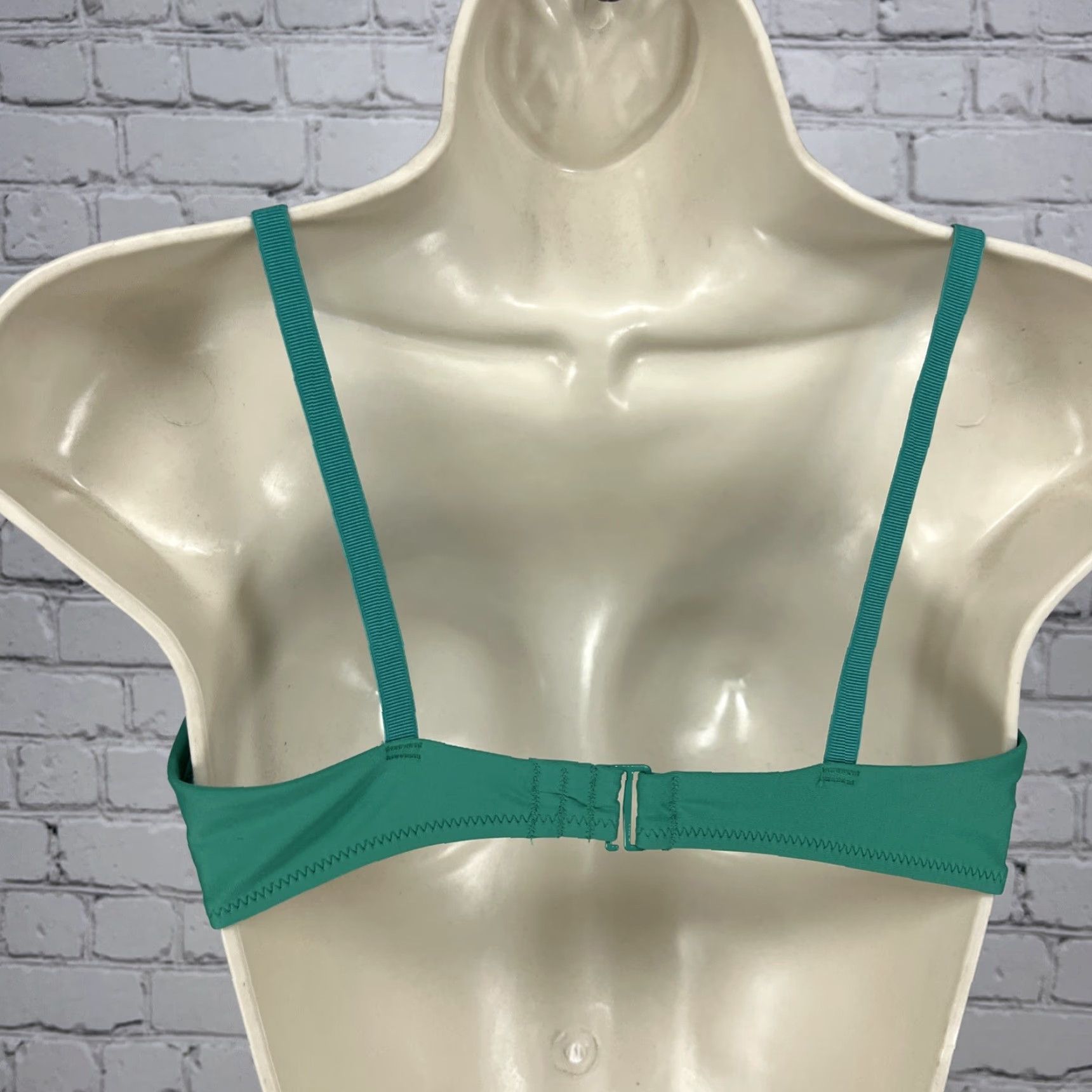 Vintage Aerie Teal Green Front Adjustable Bandeau Unpadded Bikini Top M Womens Swimsuit Solid Beach 90s (if applicable) Size M / US 6-8 / IT 42-44 - 5 Thumbnail