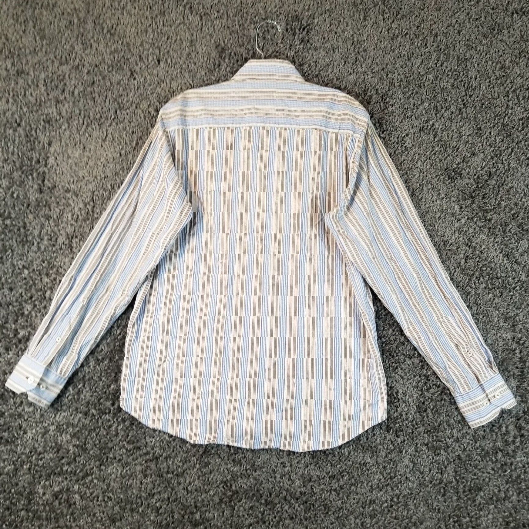 BUGATCHI BUGATCHI UOMO Shirt Long Sleeve Button-Up Size M Brown Blue Striped Men’s Casual Business Dress Shirt Size US M / EU 48-50 / 2 - 5 Thumbnail