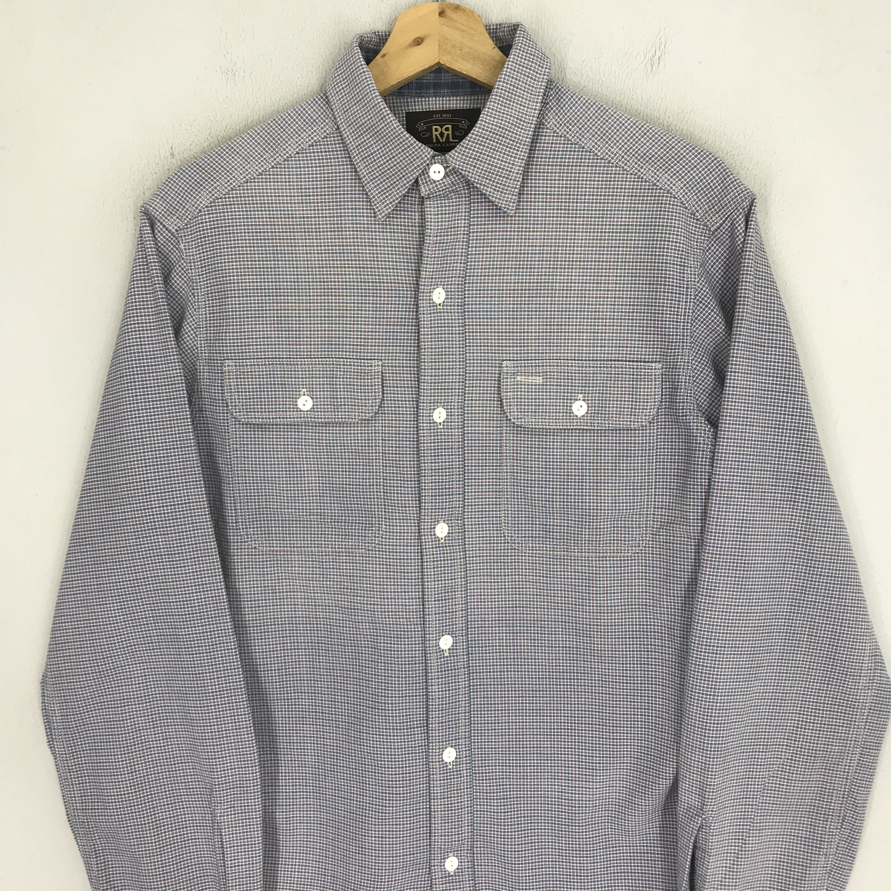 Polo Ralph Lauren × RRL Ralph Lauren × Vintage Vintage Polo Ralph Lauren Blue Checkered Double RL Casual Size US S / EU 44-46 / 1 - 3 Thumbnail