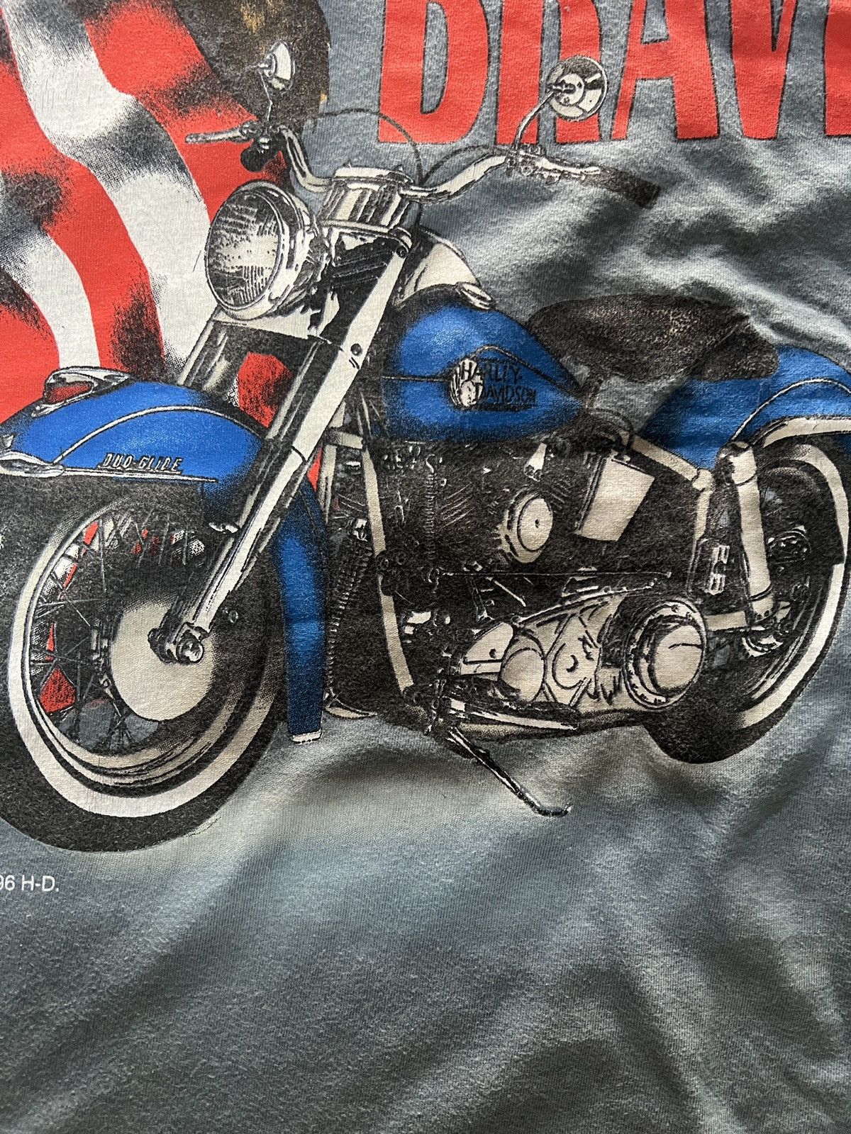 Harley Davidson Harley-Davidson Vintage Henley Blue Home Of the Brave 90s Size US L / EU 52-54 / 3 - 8 Thumbnail