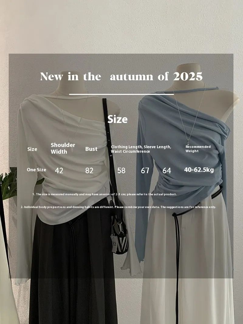 Other Shoulder Collar Solid Long Sleeves Inner Bottoming T-shirt Size ONE SIZE - 4 Thumbnail