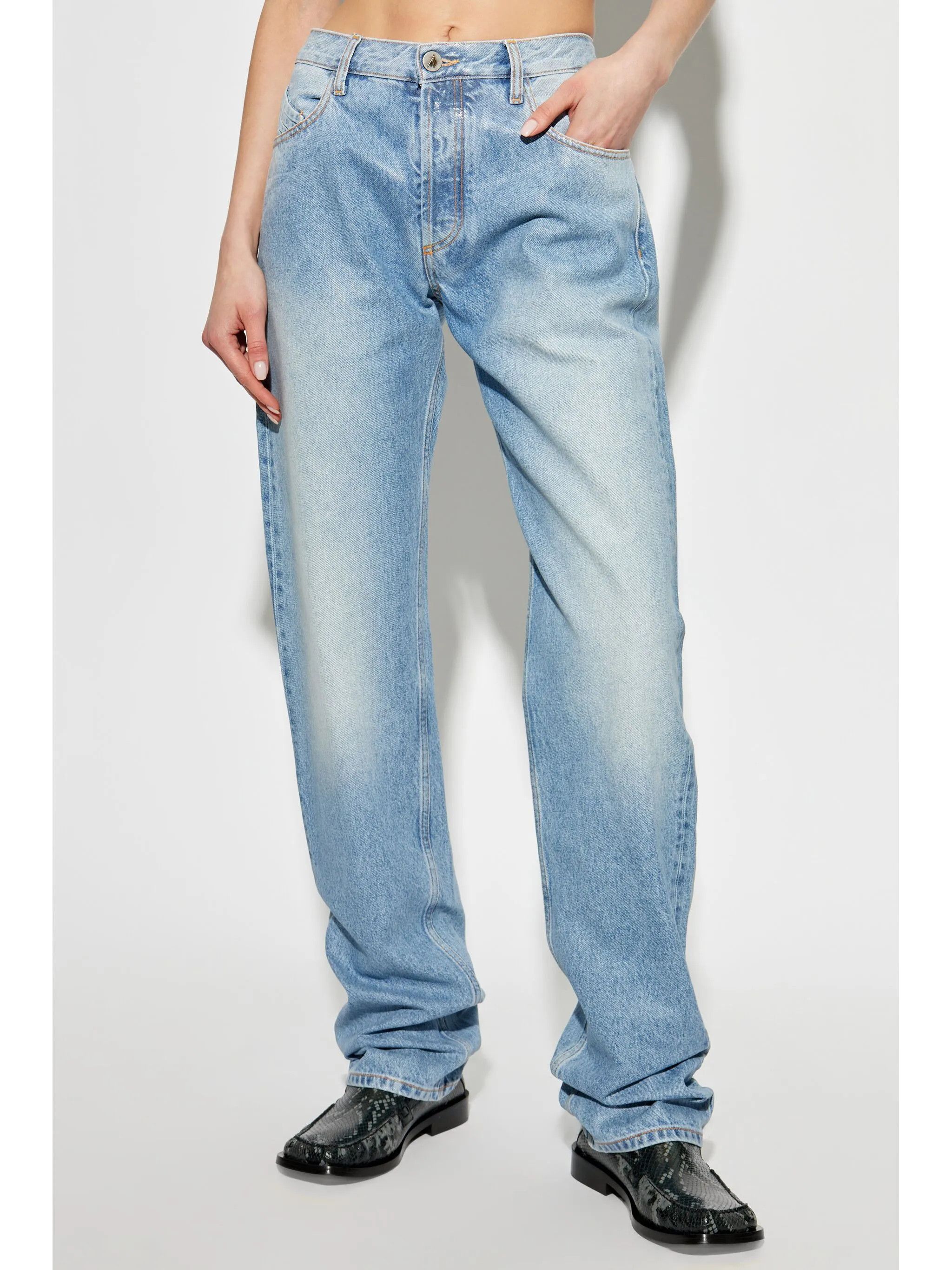 The Attico o1s22i1n0325 Coated Boyfriend Jeans in Blue Size 27" / US 4 / IT 40 - 3 Thumbnail