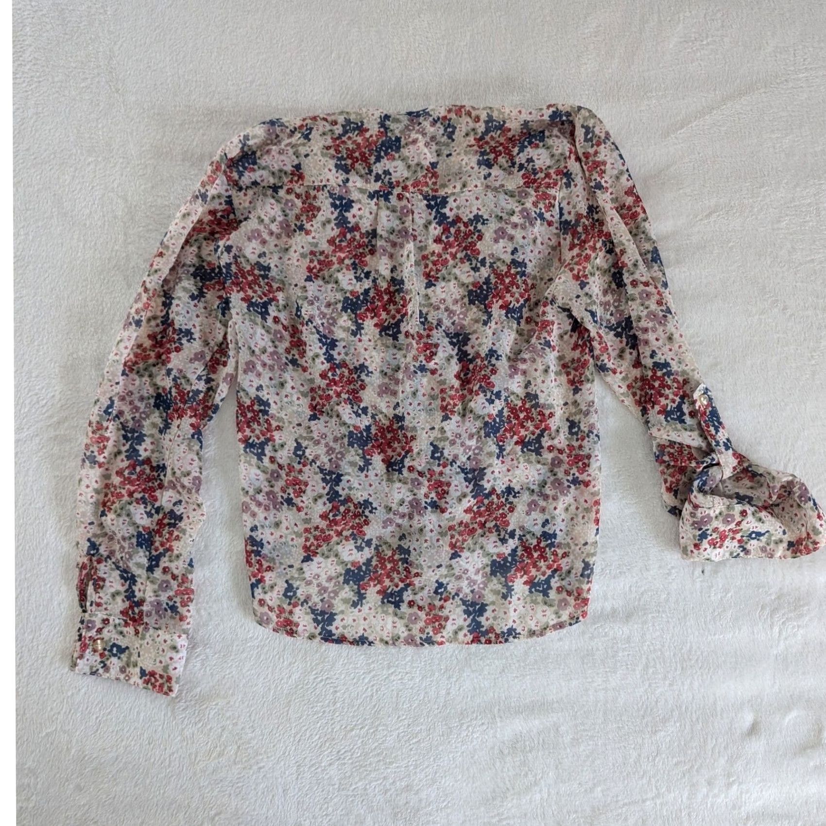 Vintage Vtg Y2K Wet Seal Floral Sheer Tie Front Blouse Button Up Long Sleeve Womens L Size L / US 10 / IT 46 - 2 Thumbnail