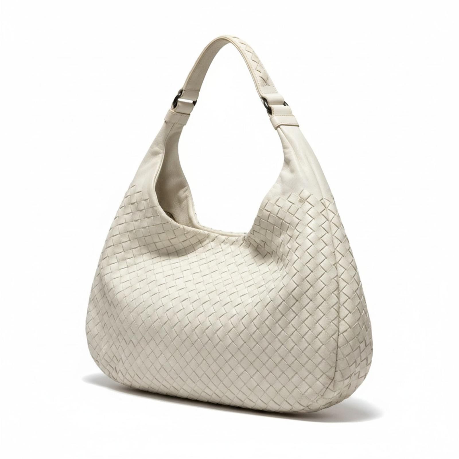 Bottega Veneta Bottega Veneta - White Woven Leather Shoulder Bag Size ONE SIZE - 1 Thumbnail