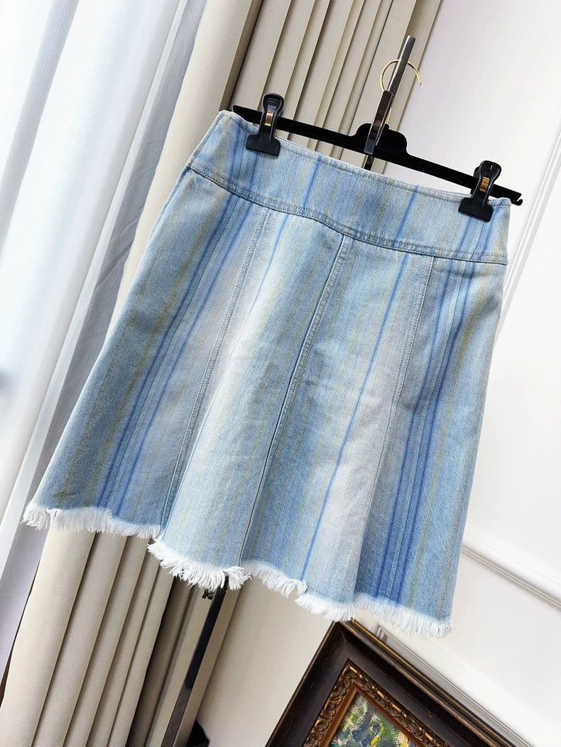 Chanel Chanel Vertical Stripe Denim Mini Skirt Size 35" - 2 Thumbnail