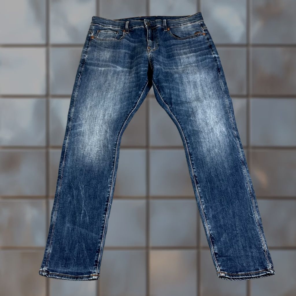 G-Star G-Star Mens Jeans Slim Skinny 36 30 Mid Wash Blue Whiskers Stretch Revend Jeans Men 36 Slim Mid Blue 5-Pocket Theme Stars Size US 36 / EU 52 - 1 Thumbnail