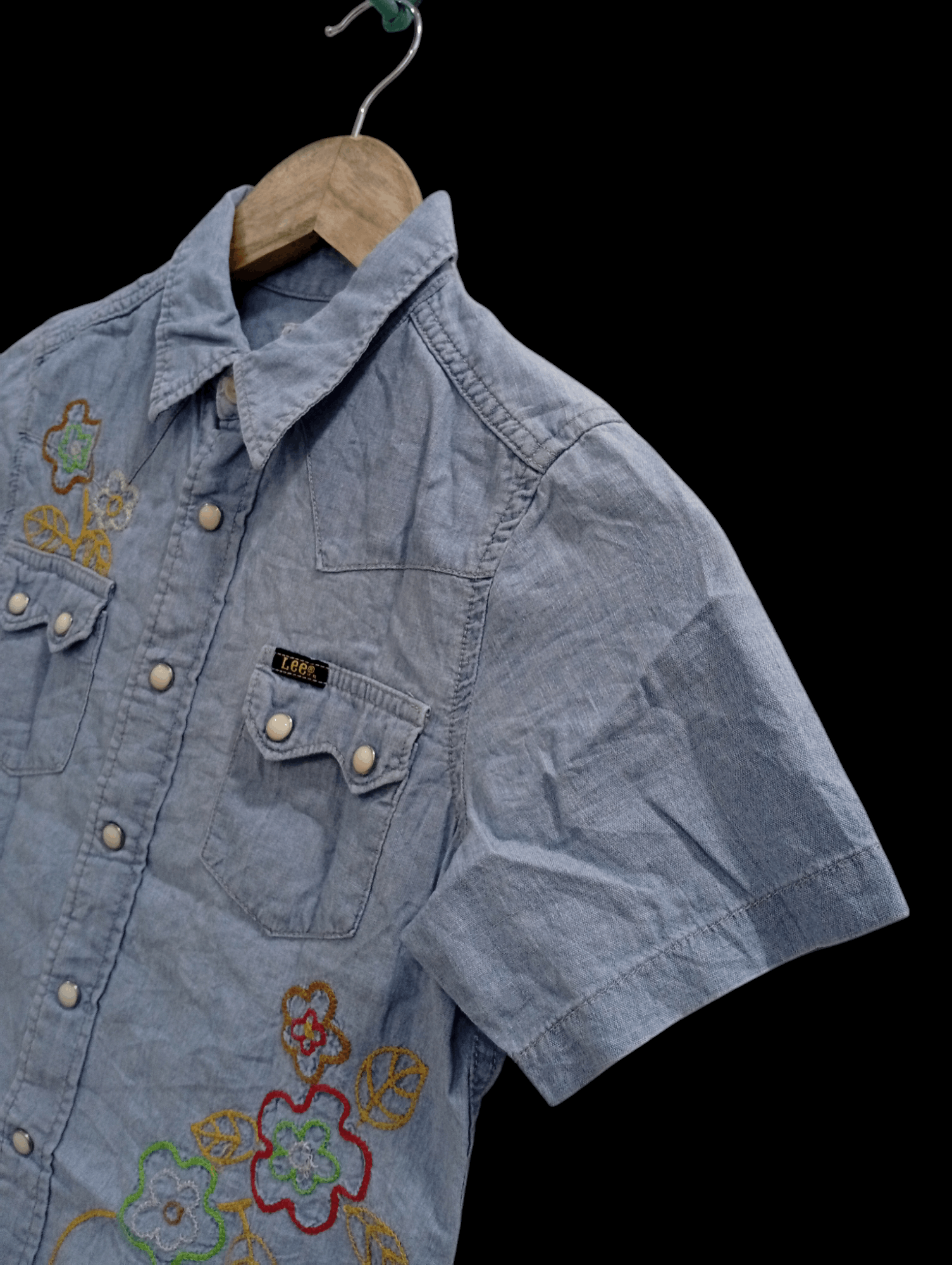 Lee × Vintage 🔥🔥Lee Riders Kids Boys Embroidery Denim Shirt Size US XXS / EU 40 - 6 Thumbnail