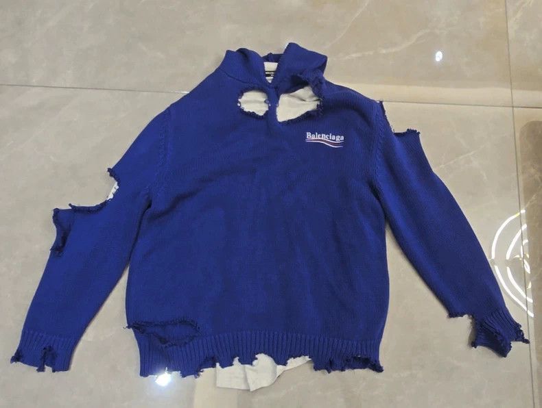 Balenciaga Balenciaga Balenciaga Blue Fake Two Damaged Coke Sweaters-2 Size US M / EU 48-50 / 2 - 2 Thumbnail