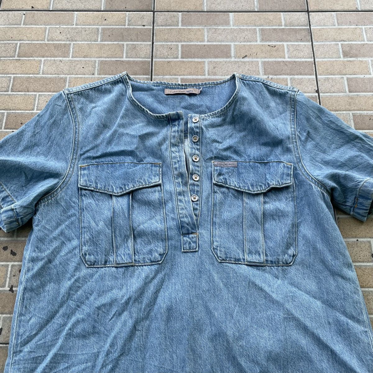Calvin Klein Calvin Klein Mini Dress Short Slevee Shirt Jeans Size S / US 4 / IT 40 - 3 Thumbnail
