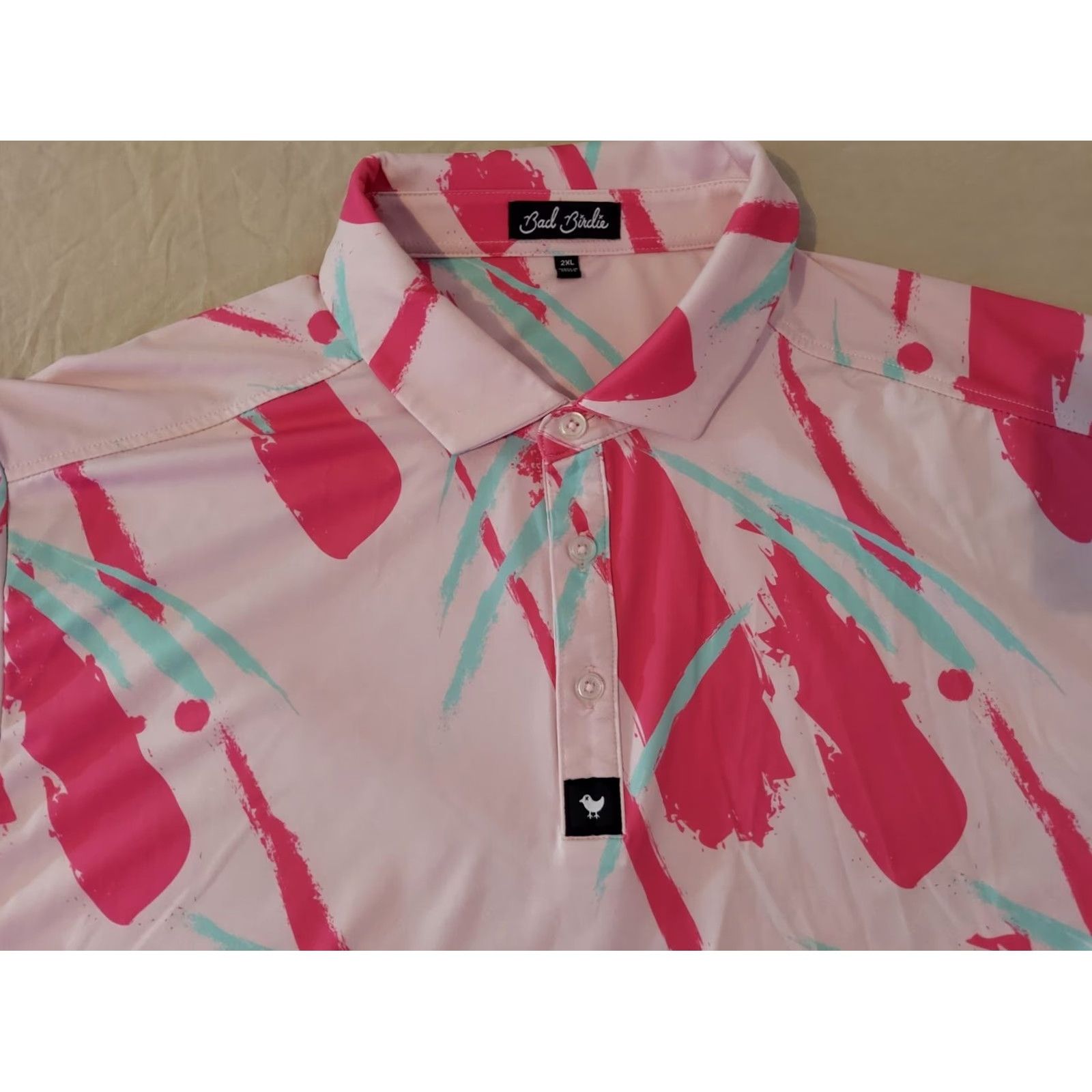 Vintage Bad Birdie Polo Shirt Mens 2XL Pink Golf Athletic Shirt Size US XXL / EU 58 / 5 - 2 Thumbnail