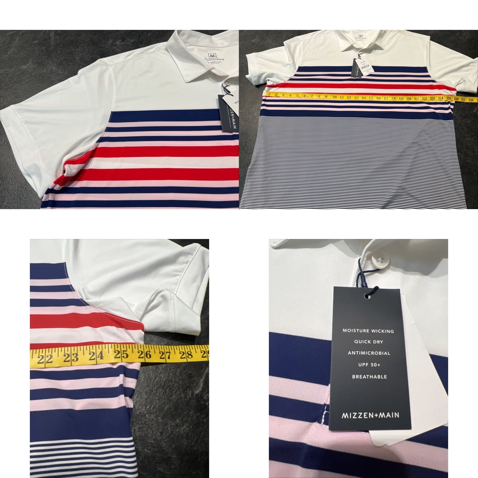 Mizzen+Main MIZZEN+MAIN Men's Golf Polo Shirt XL Multicolor Short Sleeve Collared Breathable Performance 2020s Size US XL / EU 56 / 4 - 8 Thumbnail