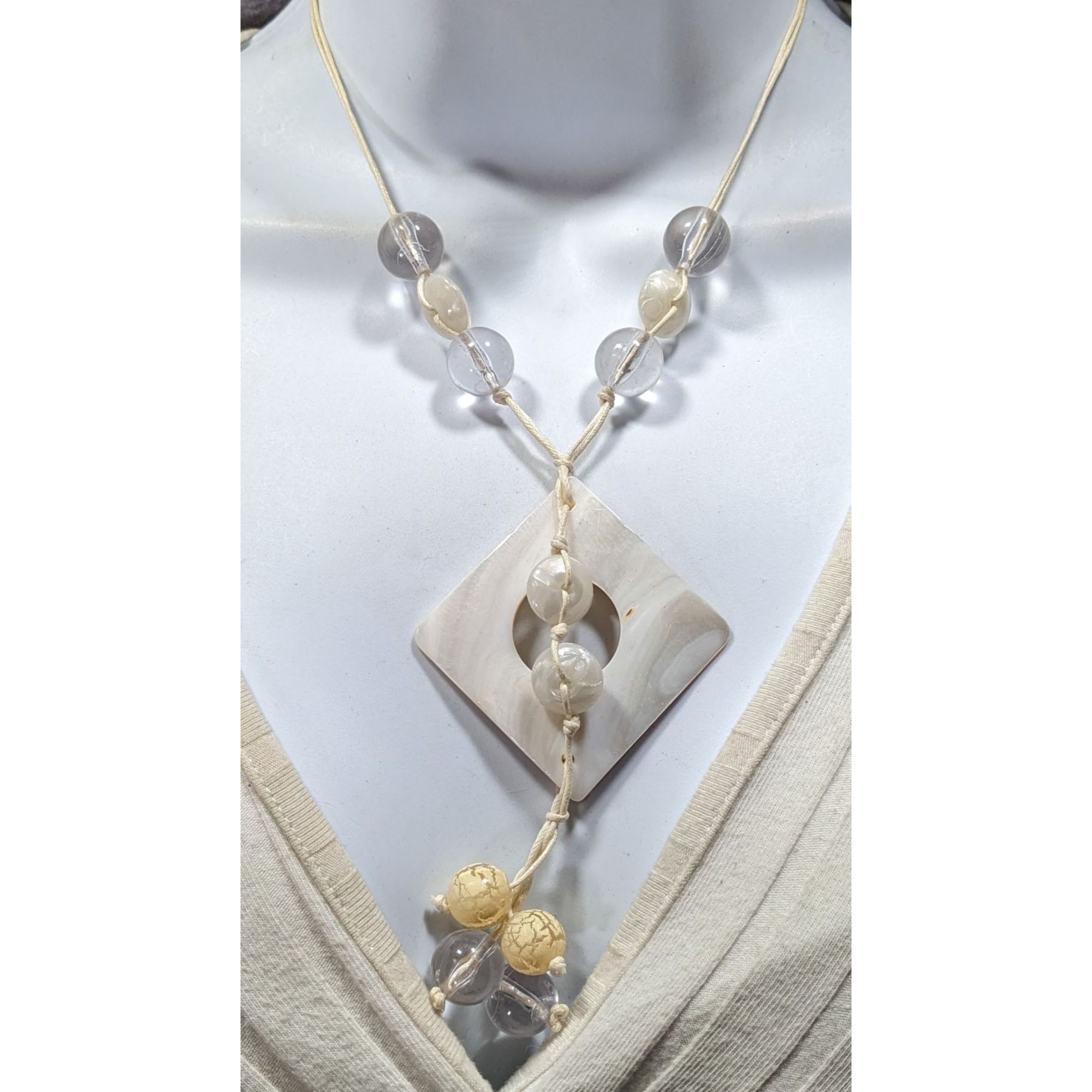 Handmade Mermaidcore Handmade Shell & Bead Pendant Necklace With Adju Size ONE SIZE - 2 Thumbnail