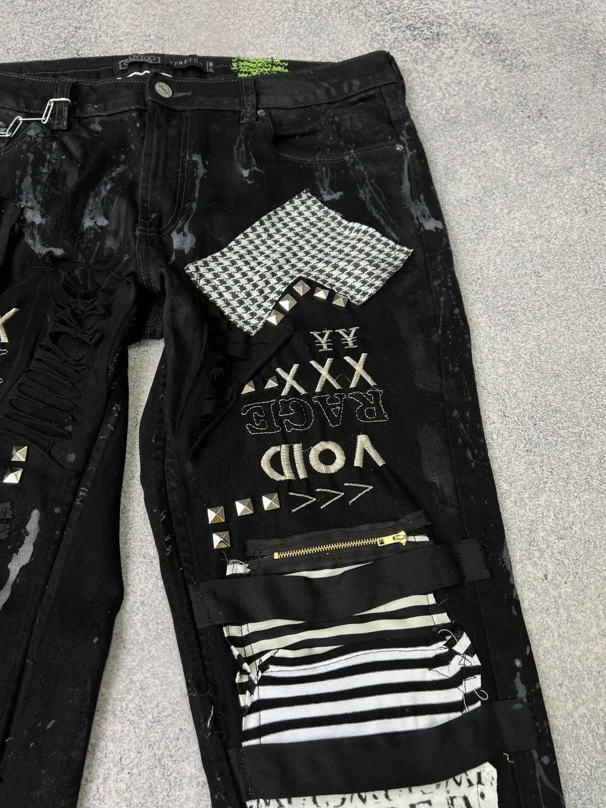 Japanese Brand × Vintage Vintage punk rock goth emo metal dark ripped crazy jeans Size US 40 / EU 56 - 11 Thumbnail