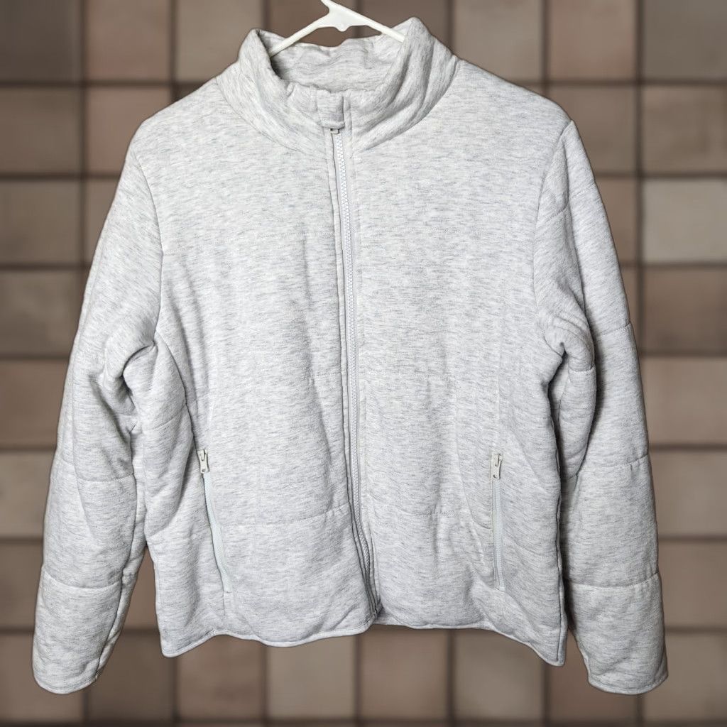 Vintage 3 Dots Light Heathered Gray Knit Puffer Jacket-Size M Women Regular XS? Size M / US 6-8 / IT 42-44 - 1 Thumbnail