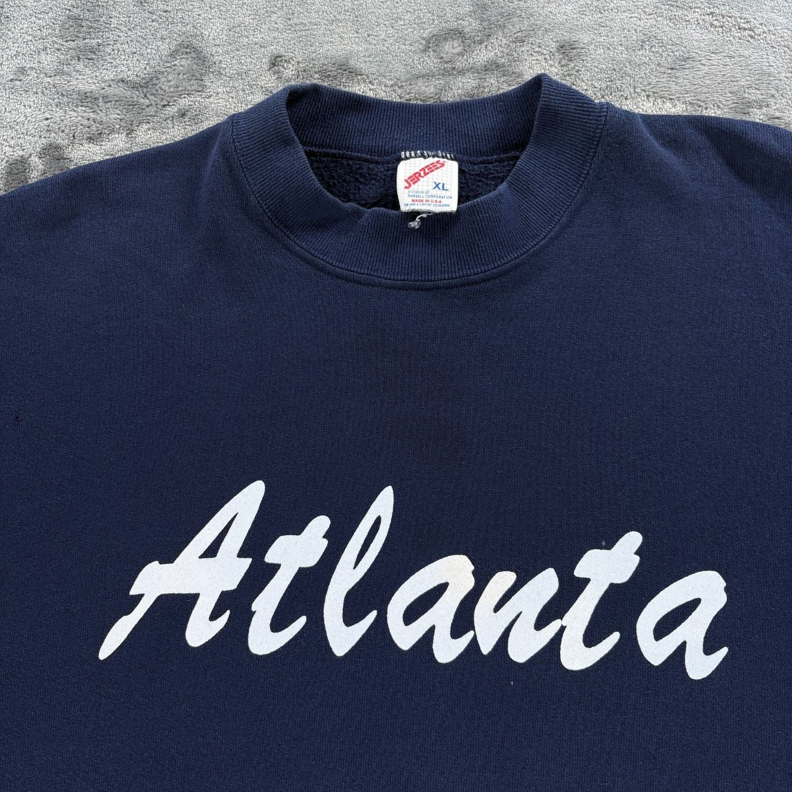 Jerzees Vintage 80s Jerzees Atlanta Sweatshirt XL Made in USA Navy C Size US XL / EU 56 / 4 - 3 Thumbnail