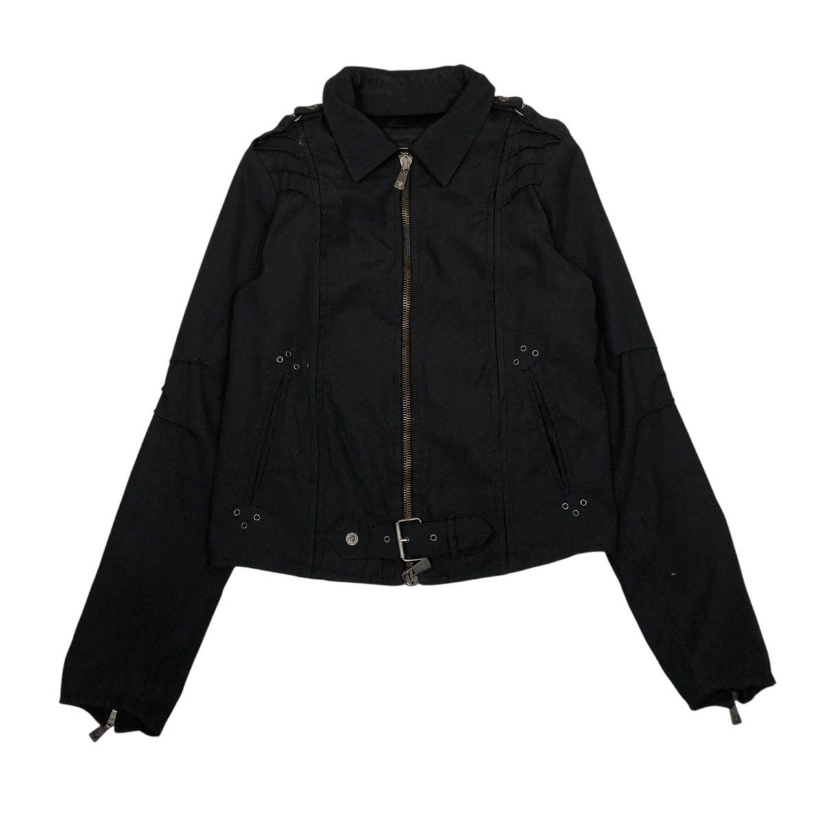 Versace Jeans Couture 🔥RICH BLACK CROPPED BIKER JACKET BONDAGE DESIGN VERSACE Size US M / EU 48-50 / 2 - 1 Thumbnail