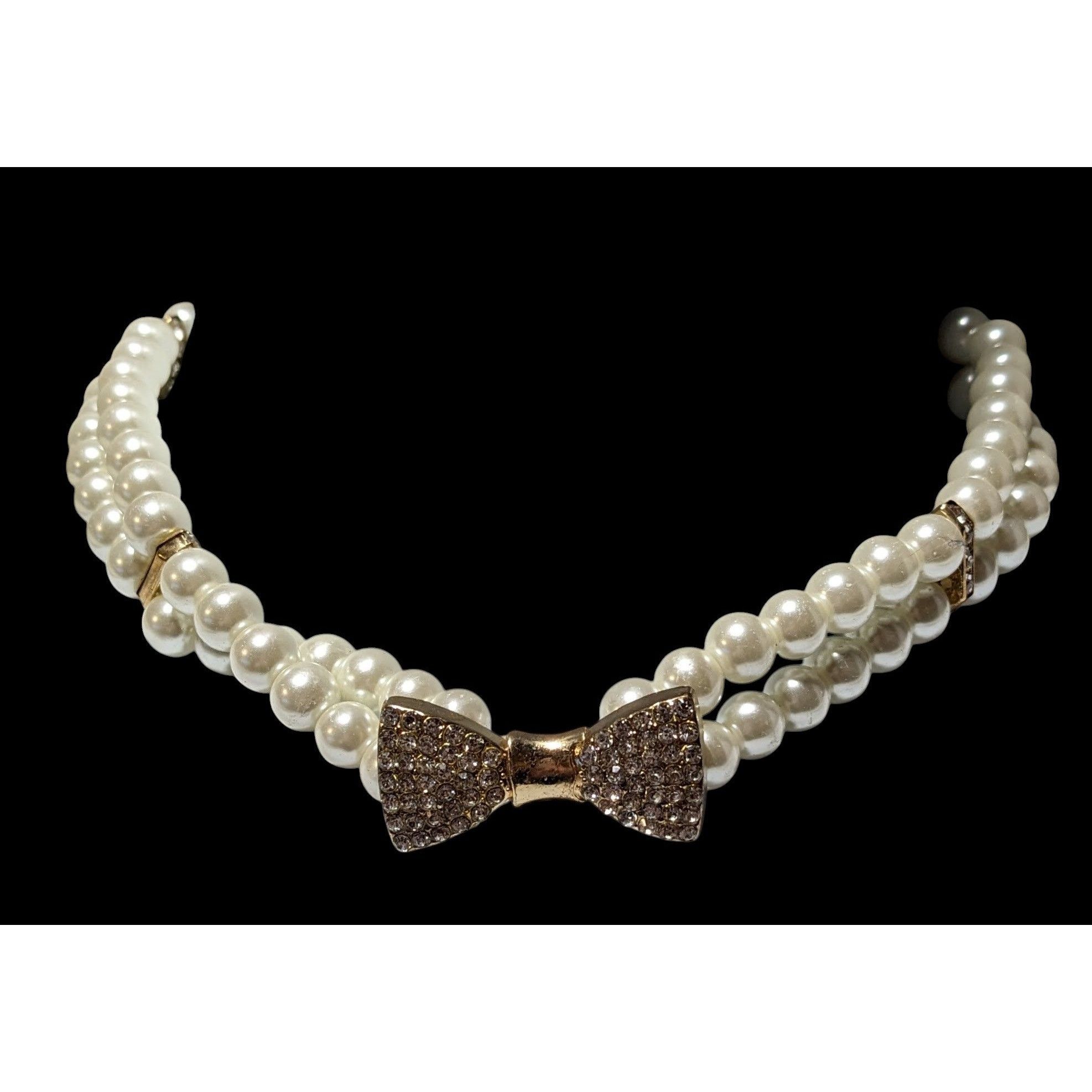 Other Vintage Coquette Rhinestone Faux Pearl Stretch Choker Size ONE SIZE - 4 Thumbnail