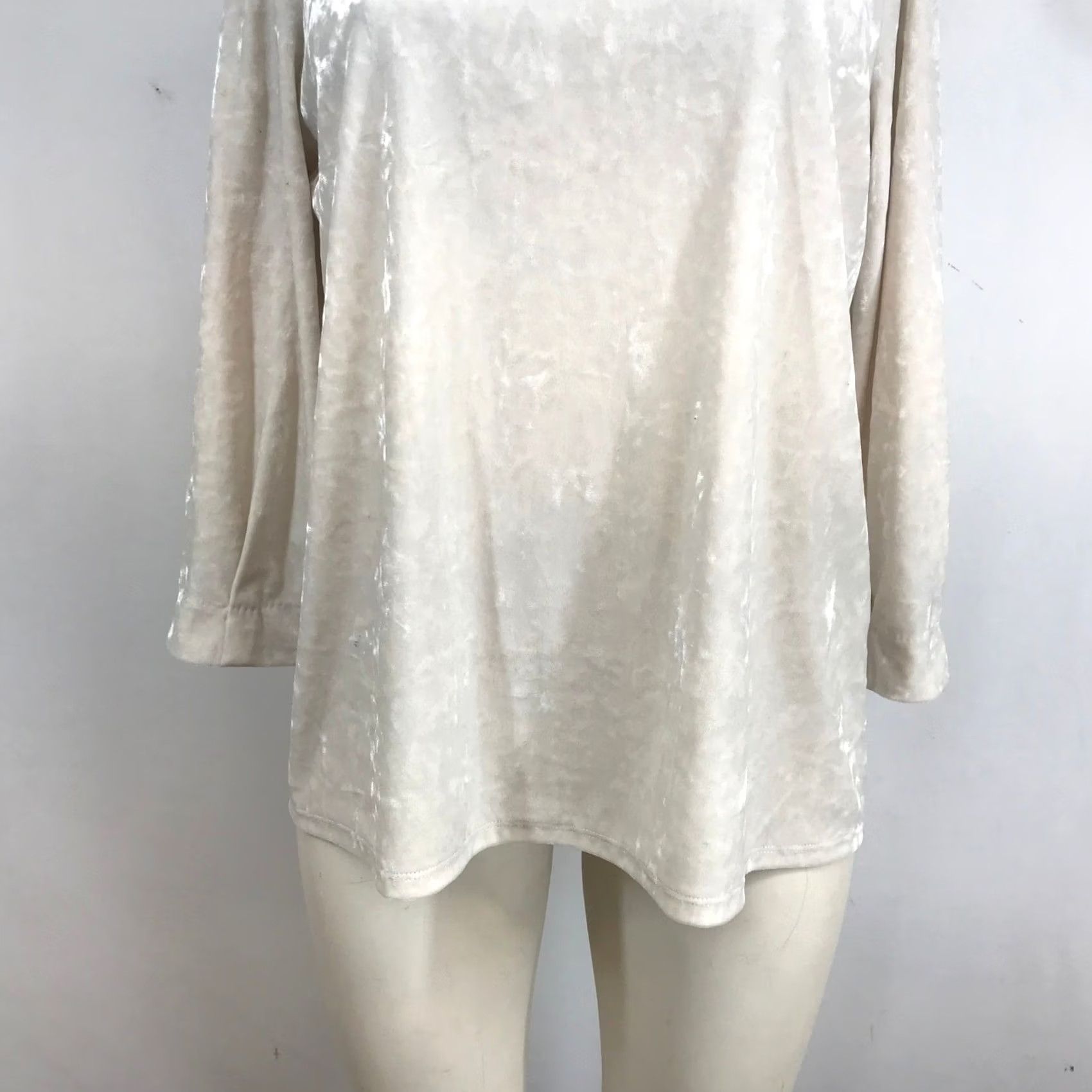 J. Jill J. Jill Womens Champagne Velvet Scoop Neck Blouse Top Medium Size M / US 6-8 / IT 42-44 - 3 Thumbnail