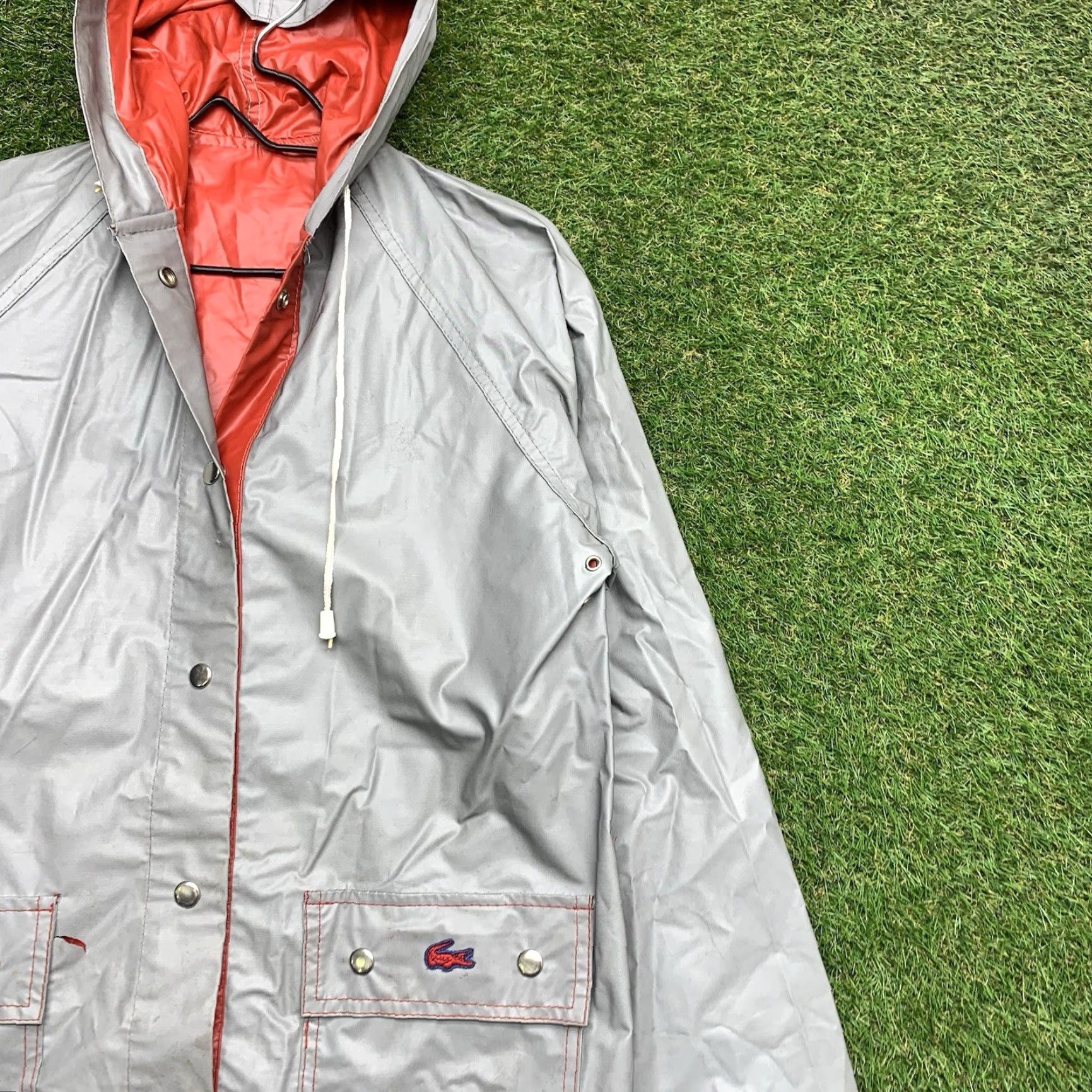 Lacoste VINTAGE Lacoste Rain Jacket Mens Medium Hooded Waterproof PVC Coat Outdoor Retro Hiking Jacket Mid-Length Gray M Regular Mens Size US M / EU 48-50 / 2 - 3 Thumbnail