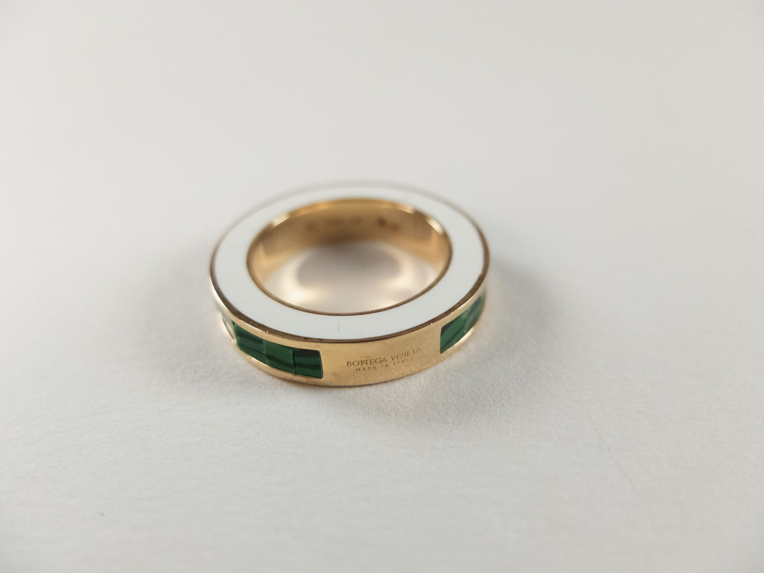 Bottega Veneta BOTTEGA VENETA Pillar green white silver round ring 7 15 q Size ONE SIZE - 5 Thumbnail