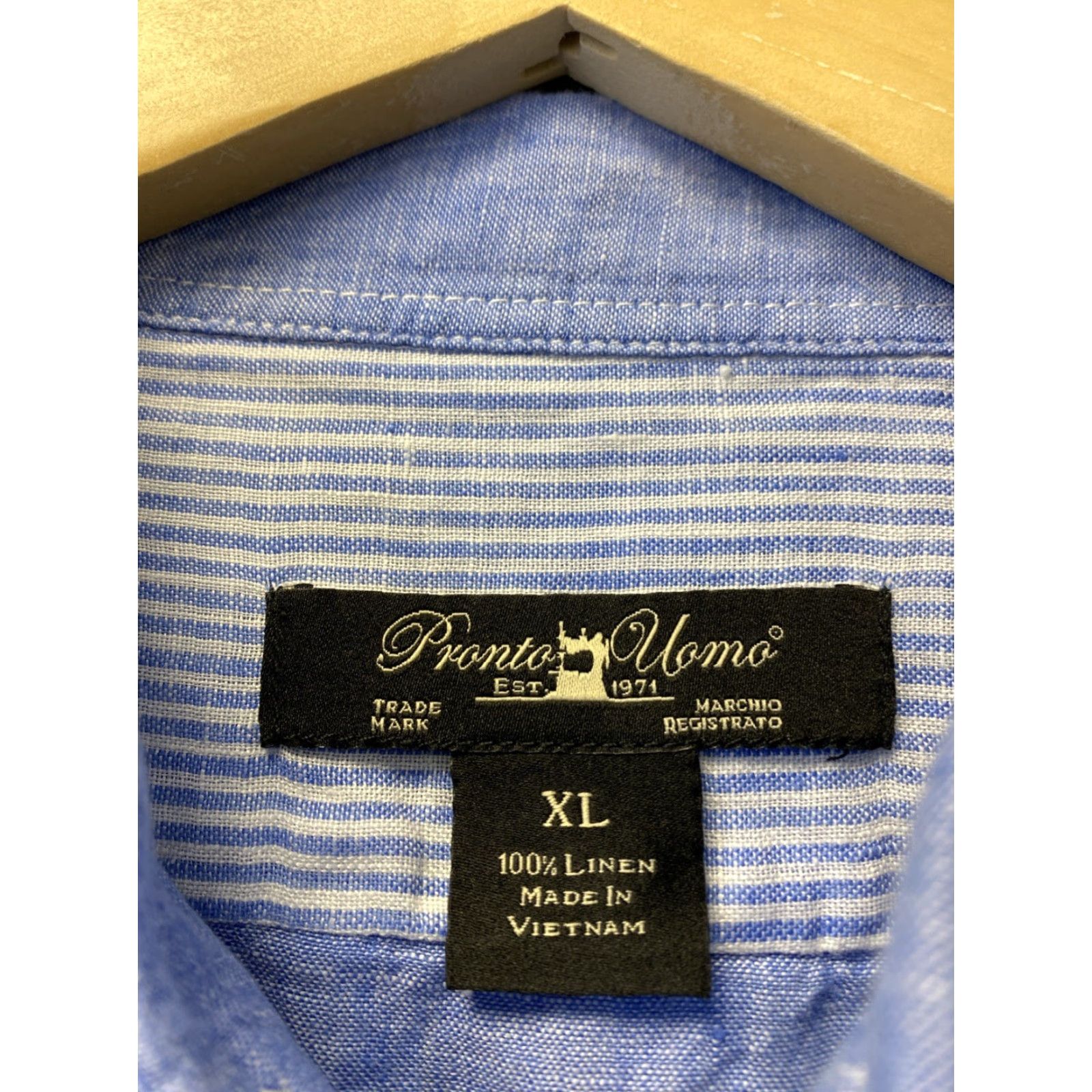 Pronto Uomo Pronto Uomo Shirt XL Blue Linen Button Front Long Sleeve Casual Mens Size US XL / EU 56 / 4 - 4 Thumbnail