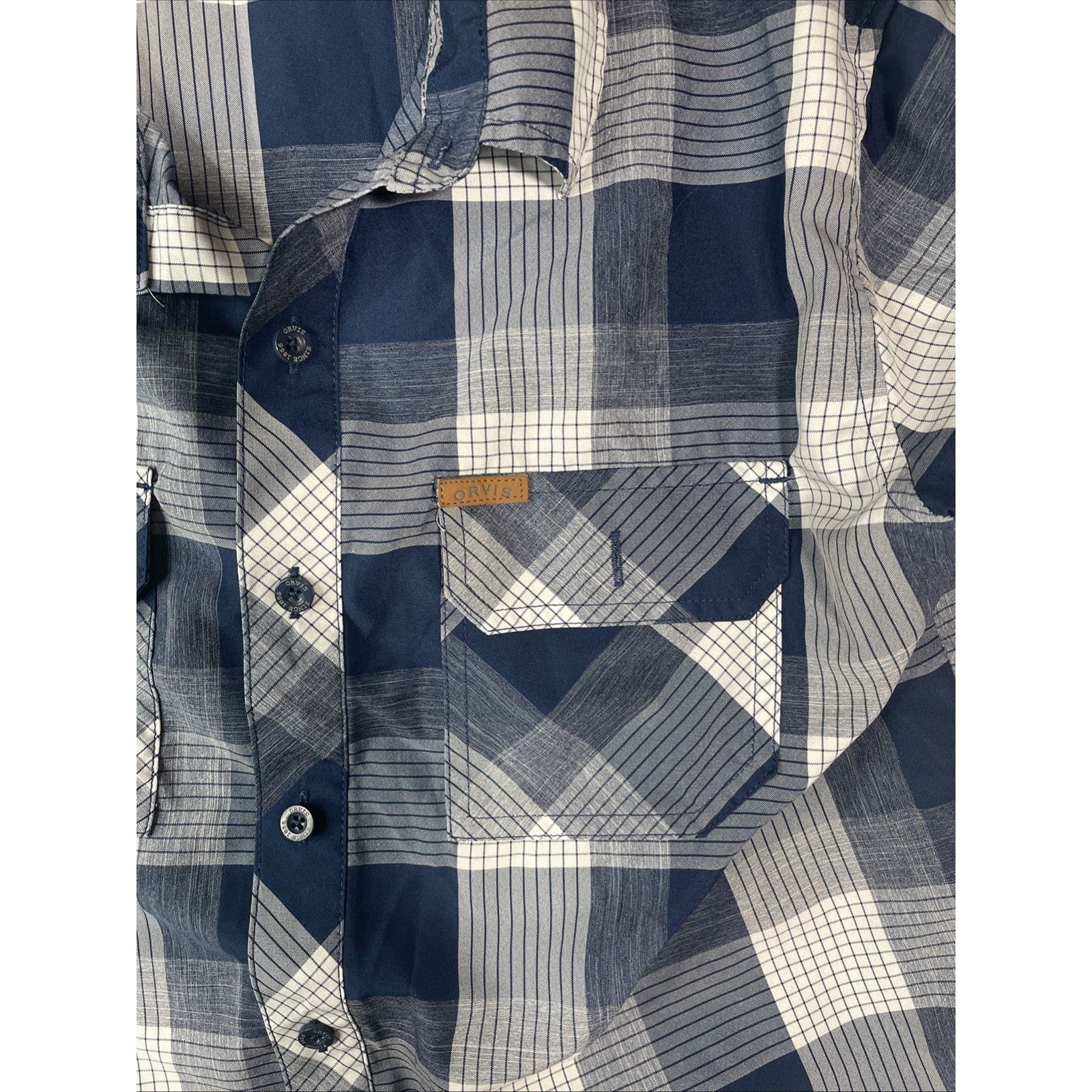 Orvis Orvis Shirt Men's MED Blue Plaid Button down short sleeve Size US M / EU 48-50 / 2 - 2 Thumbnail