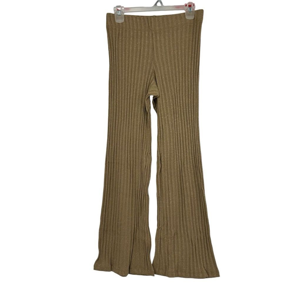 Enza Costa ENZA COSTA LUREX SWETER RIB FLARE PANTS IN SAND GOLD SPARKLE Size 28" / US 6 / IT 42 - 5 Thumbnail