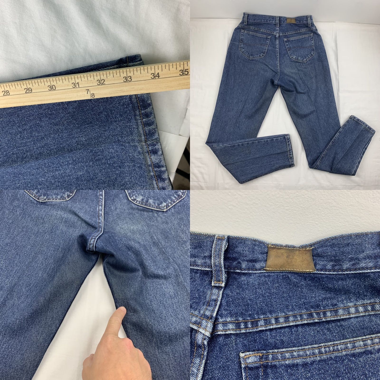 Lee VINTAGE Lee Jeans Womens 16 Long Blue Distressed Denim Grunge 80s 90s USA Jeans (Regular) Womens Size 38" / US 16 / IT 52 - 8 Thumbnail