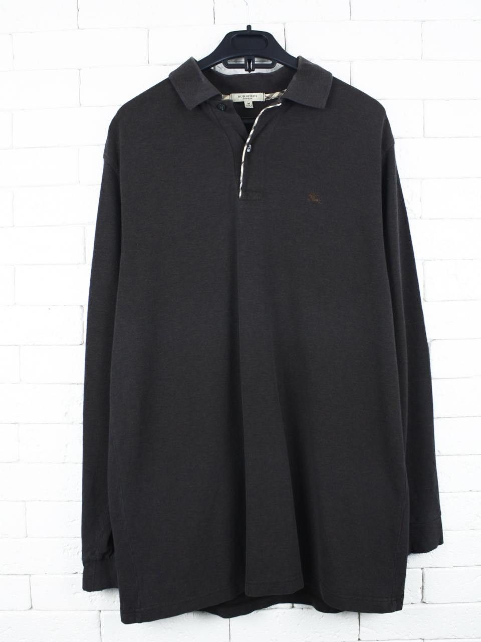 Burberry Burberry London Polo Shirt Long Sleeve Dark Brown Vintage Size US M / EU 48-50 / 2 - 1 Thumbnail