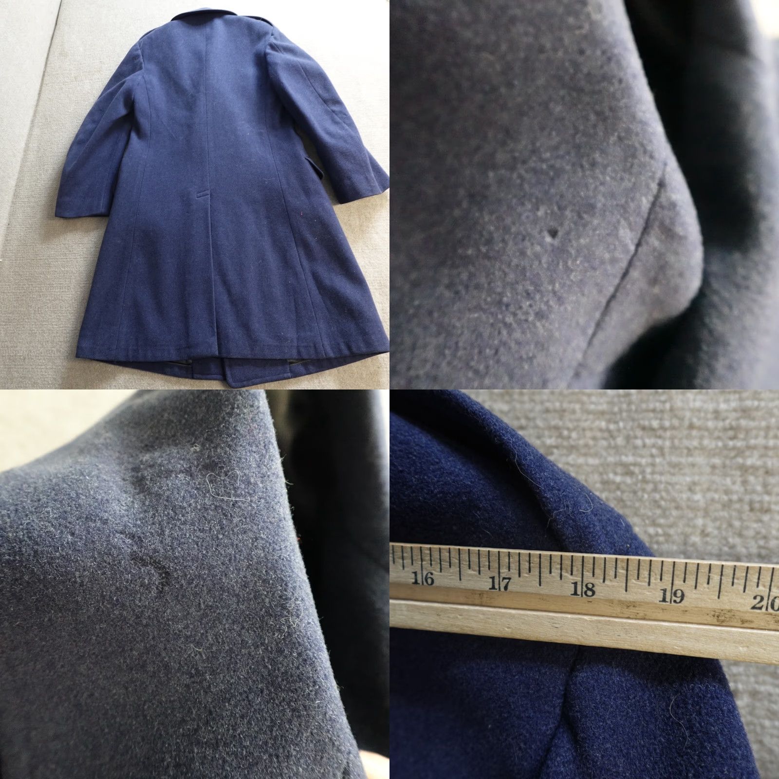 Vintage VINTAGE Circle Clothing Coat Overcoat 38L Blue Wool 100% Solid 1950 Made in USA Men Size US XXS / EU 40 - 8 Thumbnail