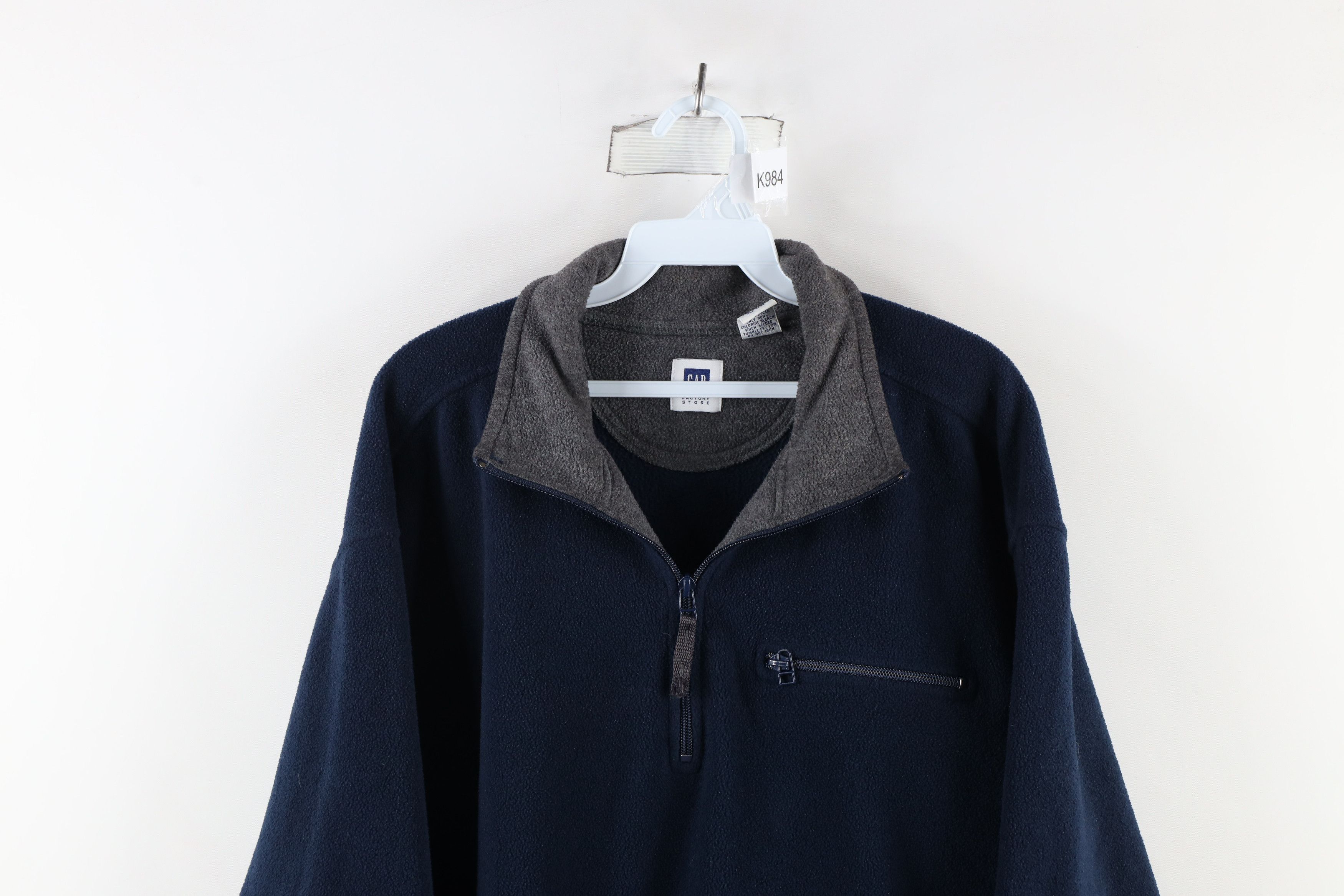 Gap × Vintage Vintage Gap Blank Half Zip Fleece Pullover Sweater Navy Blue Size US L / EU 52-54 / 3 - 2 Thumbnail