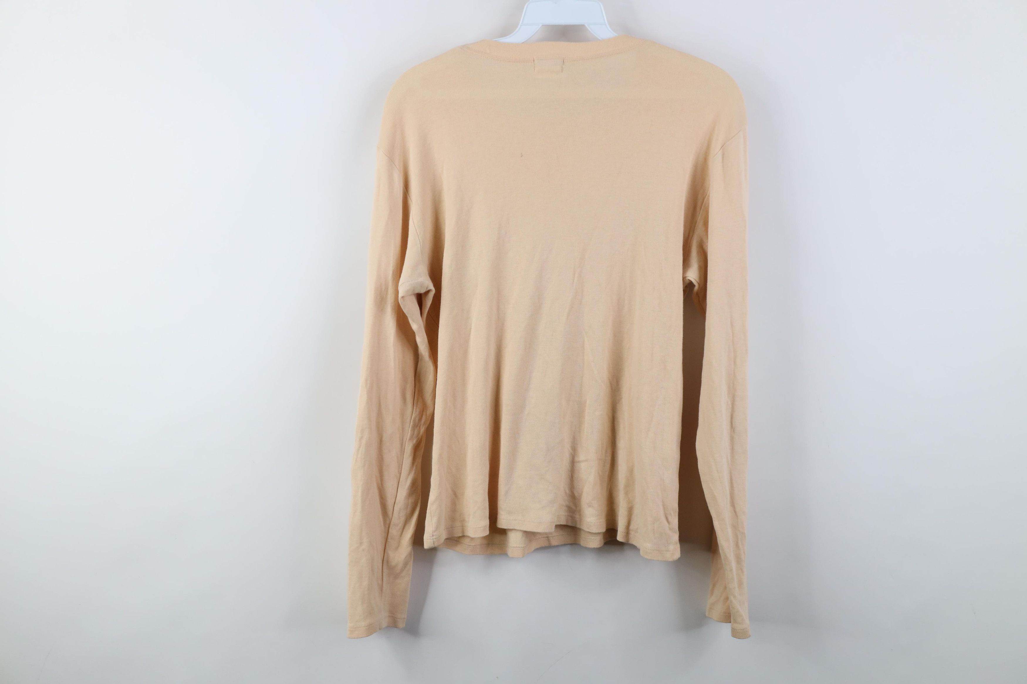 J.Crew Vintage 90s J Crew Cotton Thermal Ribbed Knit T-Shirt Beige Size L / US 10 / IT 46 - 9 Thumbnail