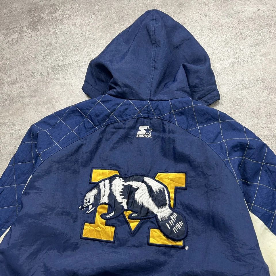 NCAA × Starter × Vintage RARE MICHIGAN WOLVERINES STARTER PUFFER JACKET HOODIE SIZE L Size US L / EU 52-54 / 3 - 3 Thumbnail