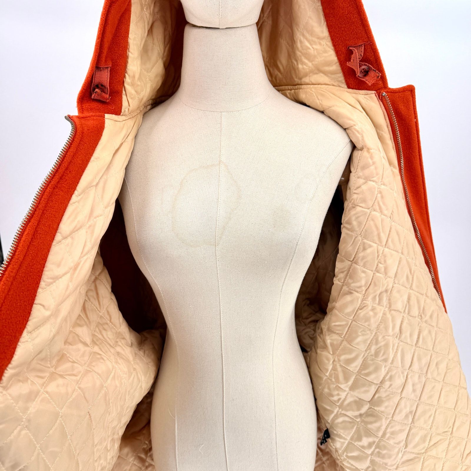 Vintage 80s/90s Caroche Harvest Orange Hooded Toggle Duffle Coat Size XL / US 12-14 / IT 48-50 - 8 Thumbnail