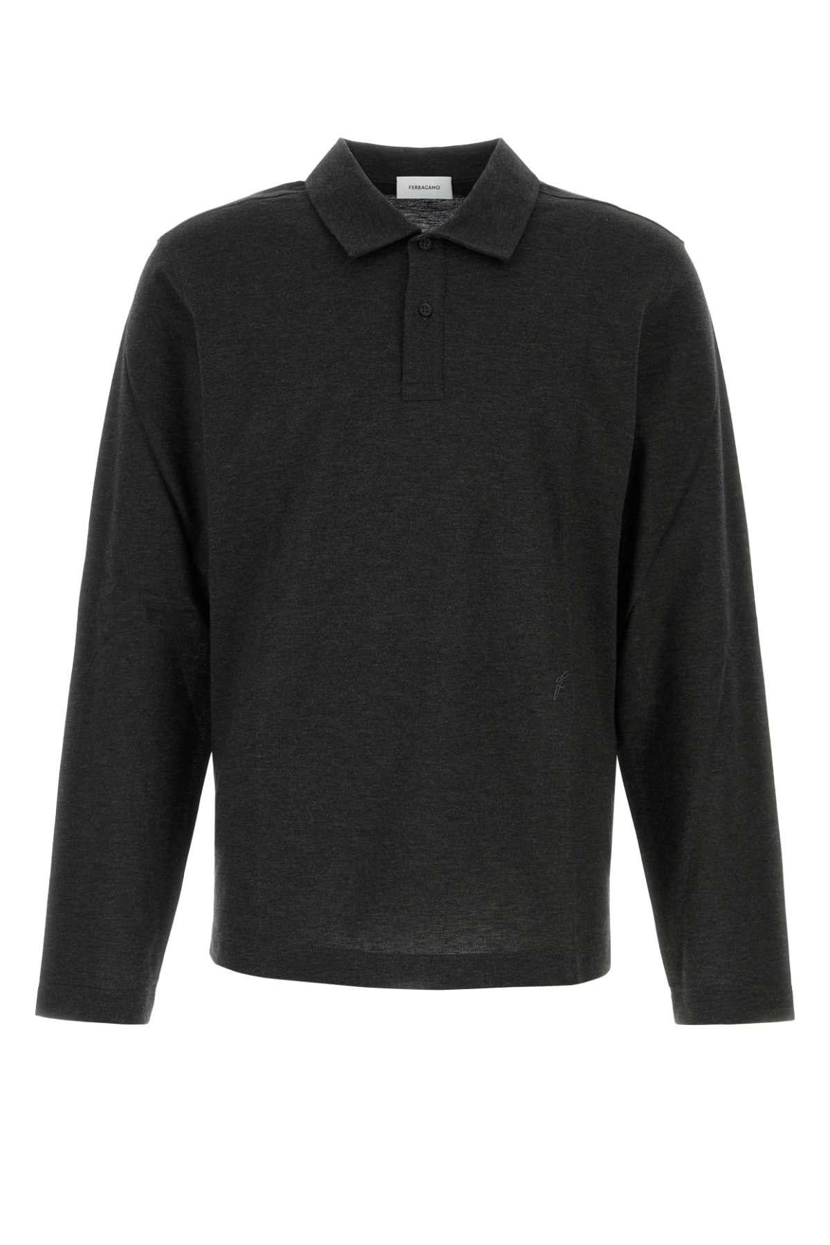 Salvatore Ferragamo Graphite Cotton Blend Polo Shirt Size US L / EU 52-54 / 3 - 1 Thumbnail