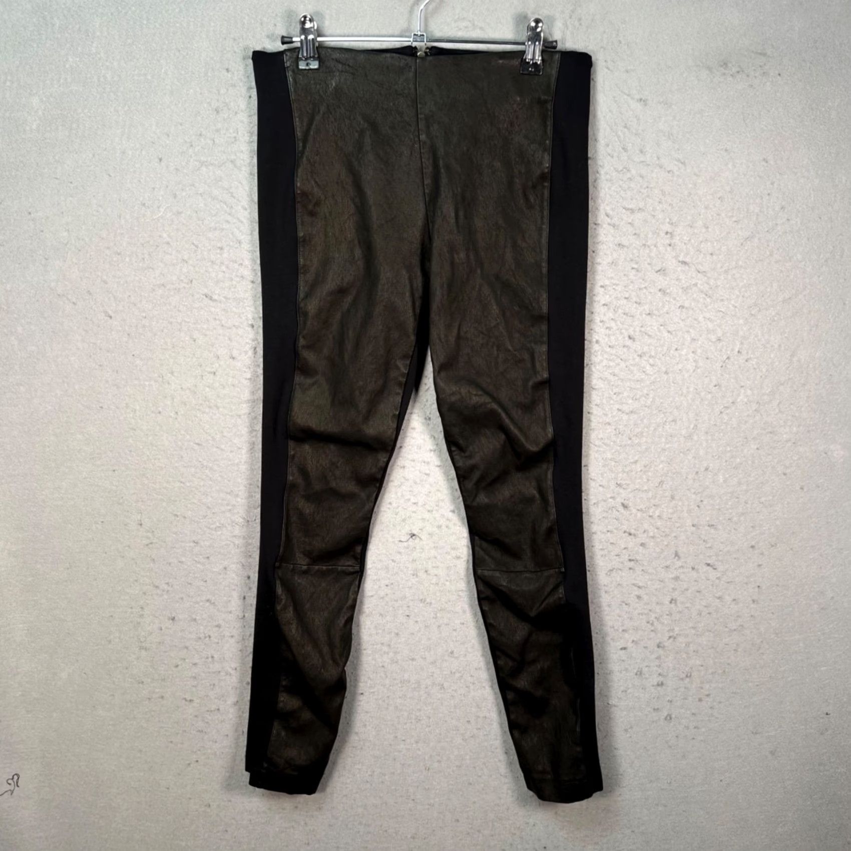 J.Crew J.CREW Womens Size 4 Black Faux Leather Front Panel Stretch Pants Size 27" / US 4 / IT 40 - 2 Thumbnail
