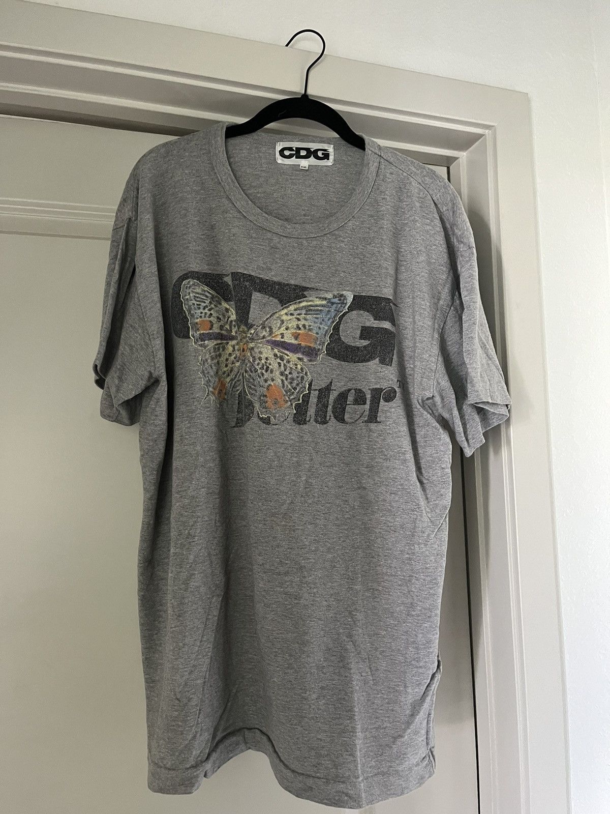 image of Bettertm x Cdg Cdg Cdg Cdg Butterfly Shirt in Grey, Men's (Size 2XL)